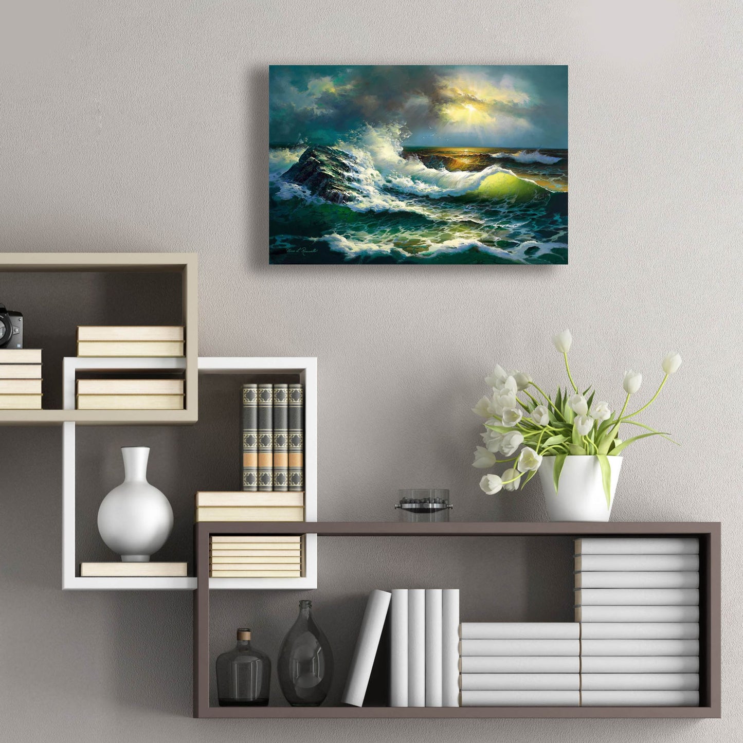 Epic Art ' Ocean Waves' by Diane Romanello, Acrylic Glass Wall Art,24x16