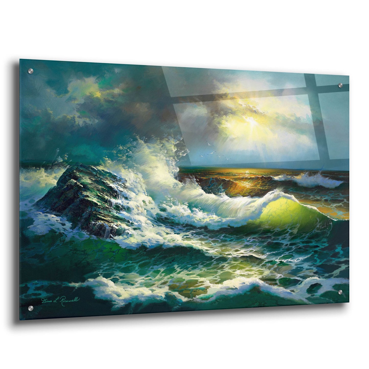 Epic Art ' Ocean Waves' by Diane Romanello, Acrylic Glass Wall Art,36x24