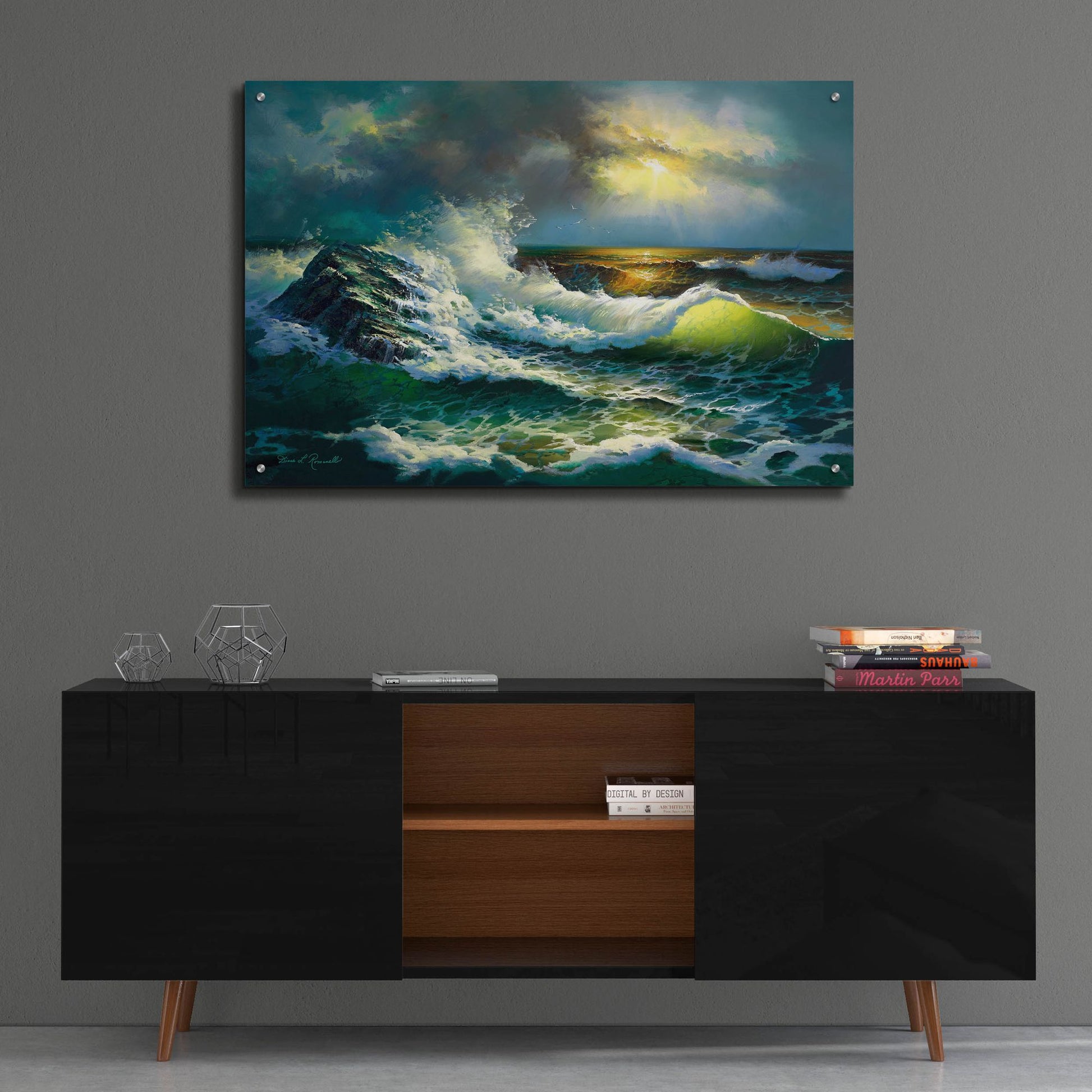 Epic Art ' Ocean Waves' by Diane Romanello, Acrylic Glass Wall Art,36x24