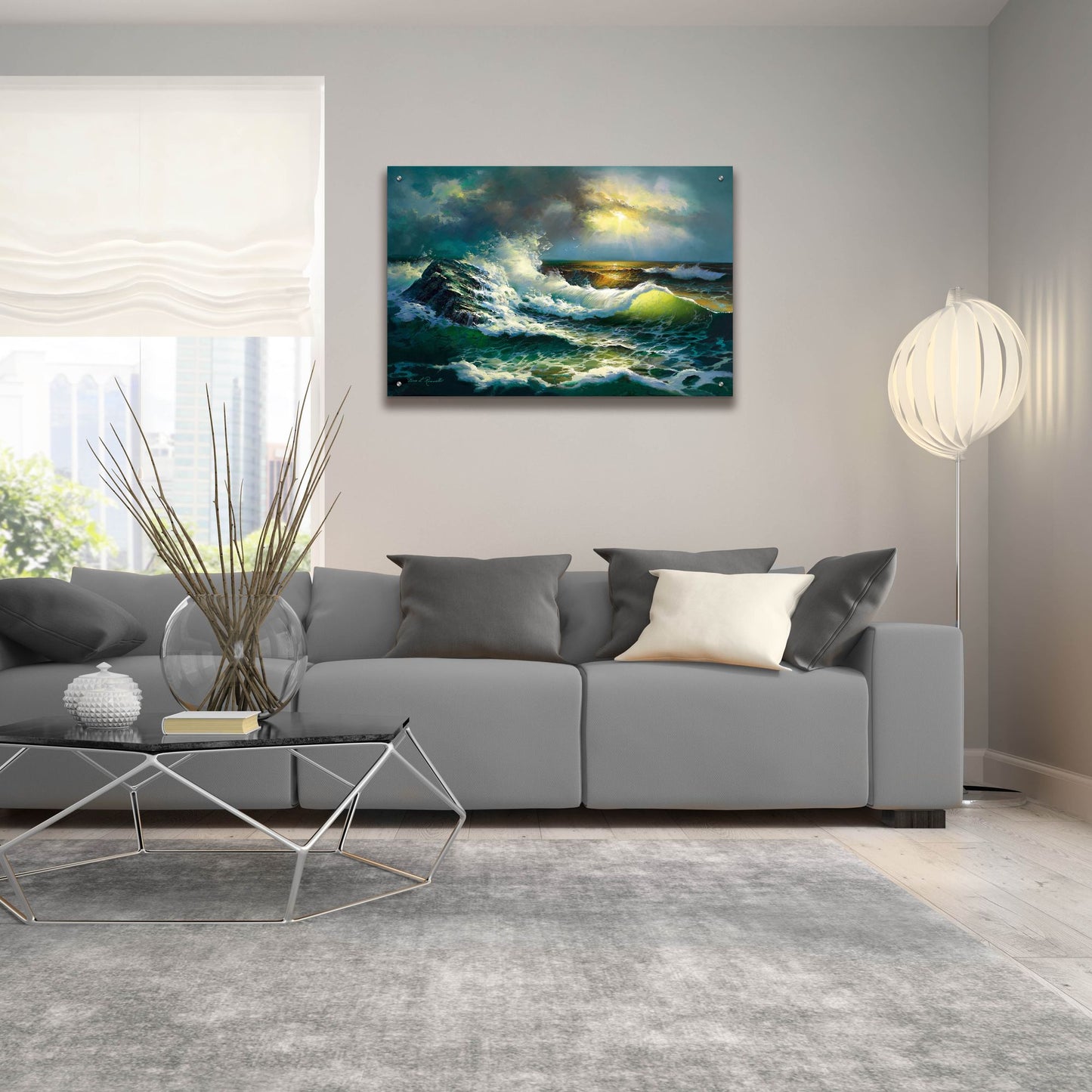 Epic Art ' Ocean Waves' by Diane Romanello, Acrylic Glass Wall Art,36x24