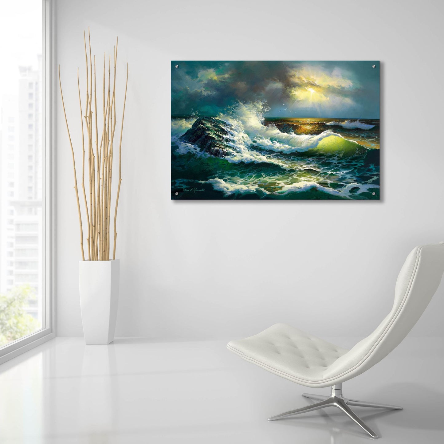 Epic Art ' Ocean Waves' by Diane Romanello, Acrylic Glass Wall Art,36x24