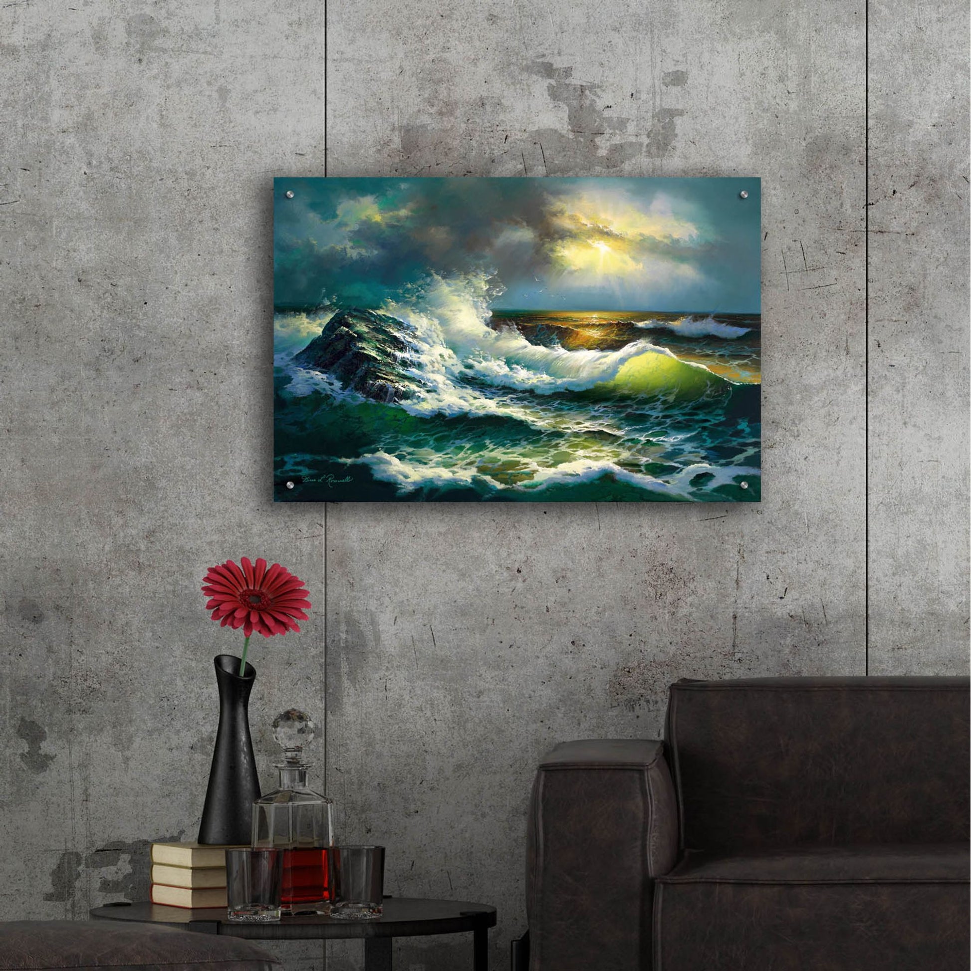 Epic Art ' Ocean Waves' by Diane Romanello, Acrylic Glass Wall Art,36x24