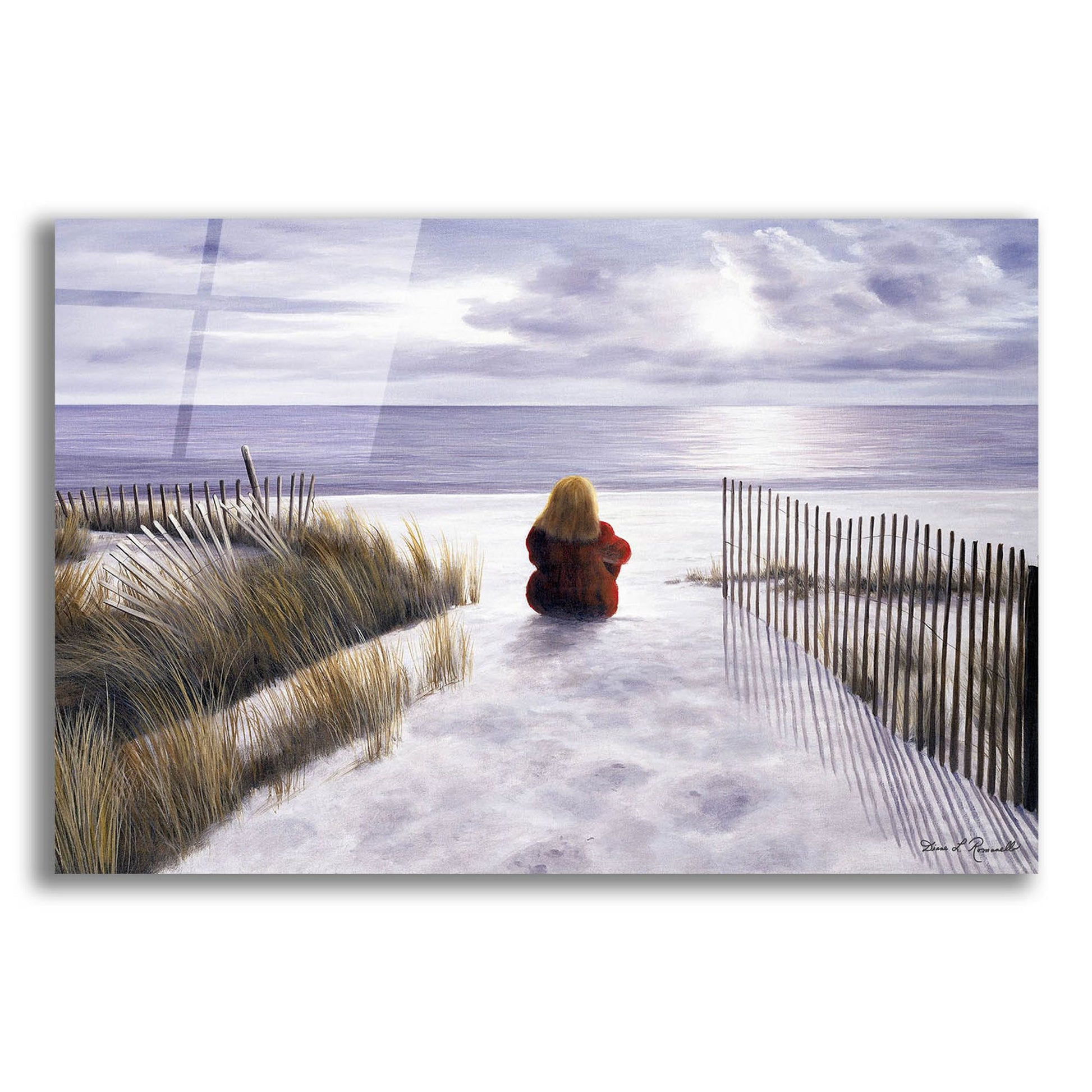 Epic Art ' Girl on the Beach' by Diane Romanello, Acrylic Glass Wall Art,16x12