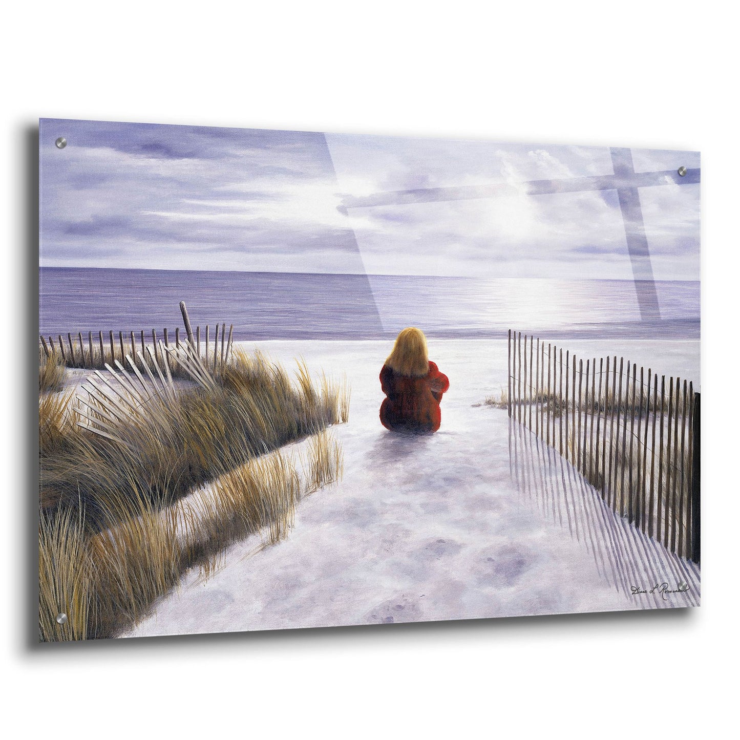 Epic Art ' Girl on the Beach' by Diane Romanello, Acrylic Glass Wall Art,36x24