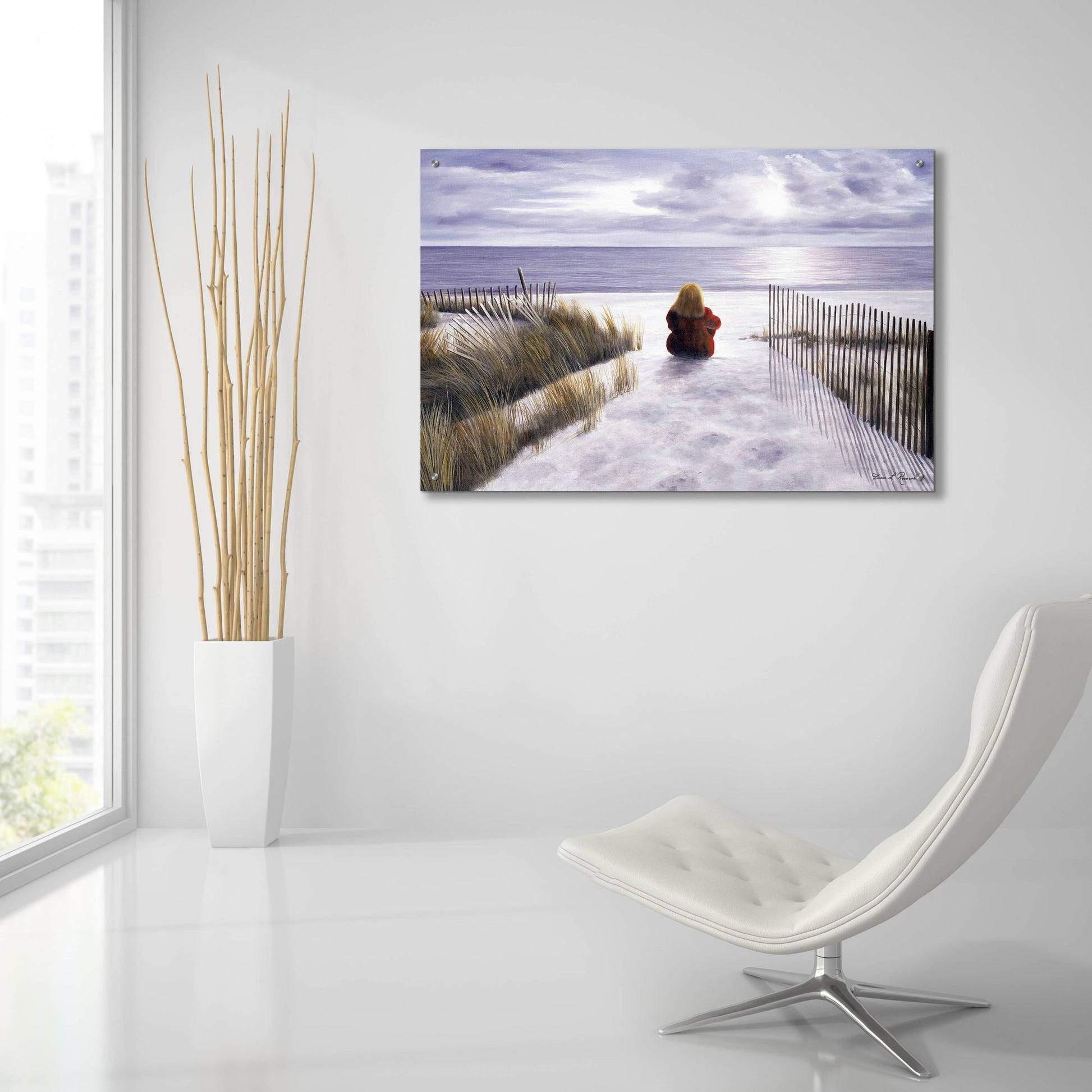 Epic Art ' Girl on the Beach' by Diane Romanello, Acrylic Glass Wall Art,36x24