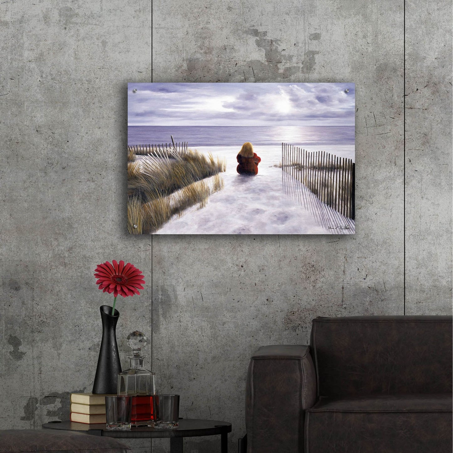 Epic Art ' Girl on the Beach' by Diane Romanello, Acrylic Glass Wall Art,36x24