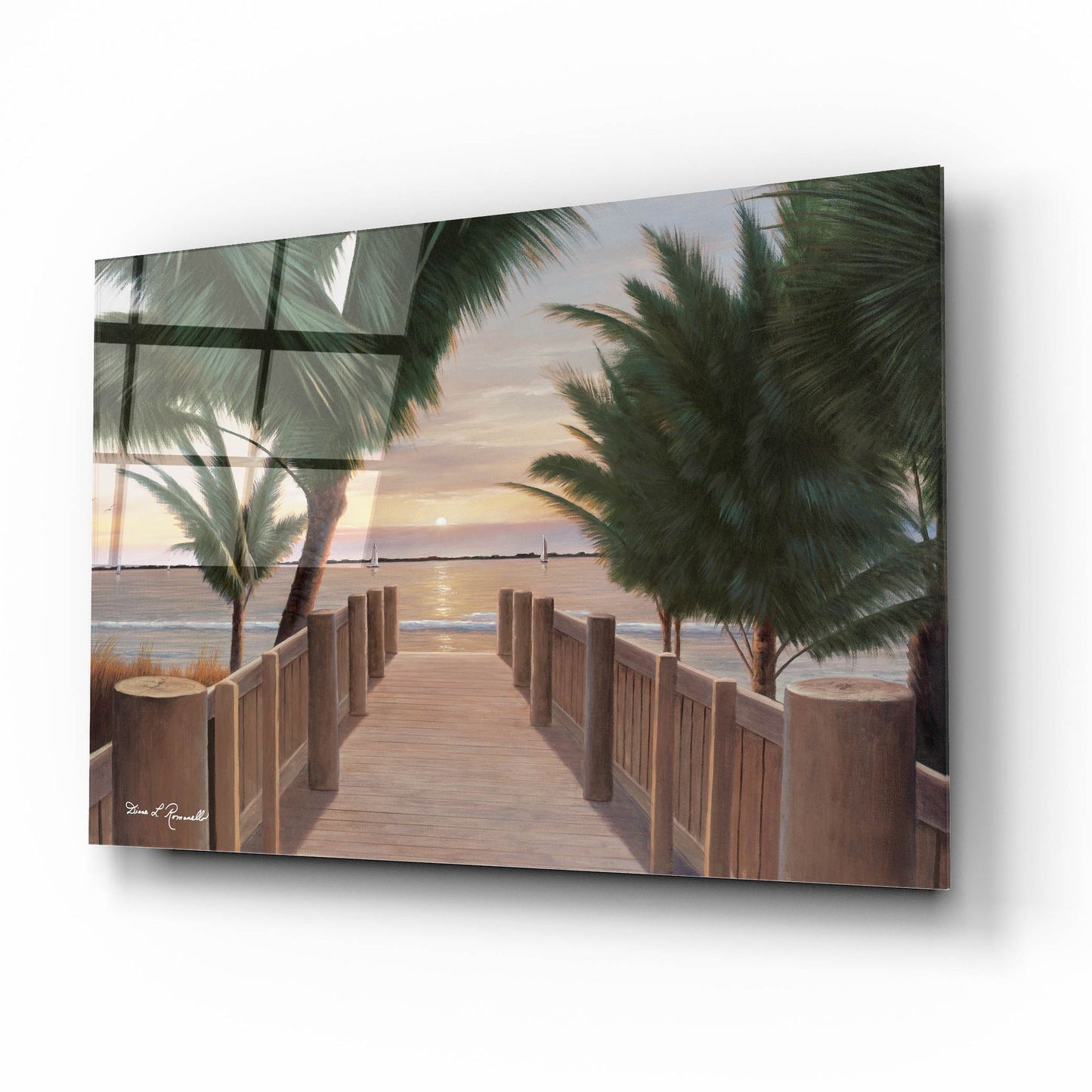 Epic Art ' Palm Promenade' by Diane Romanello, Acrylic Glass Wall Art,16x12