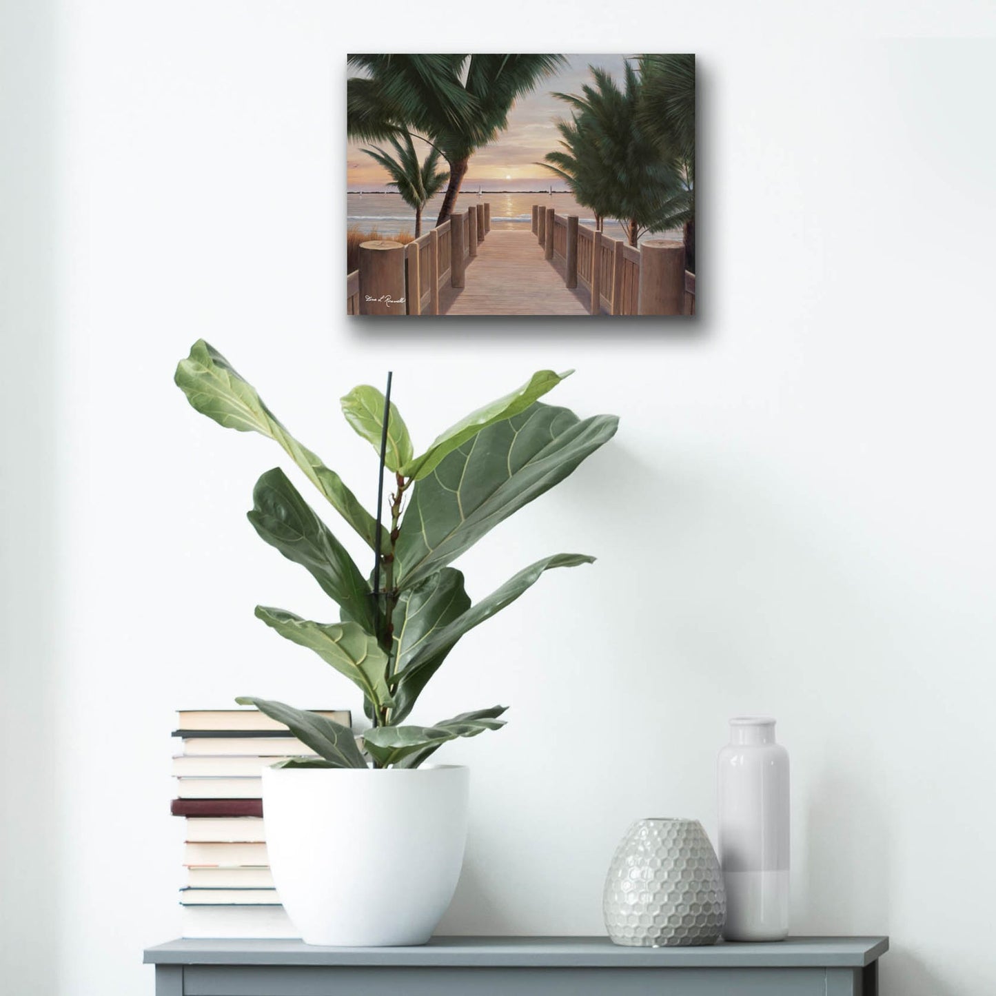 Epic Art ' Palm Promenade' by Diane Romanello, Acrylic Glass Wall Art,16x12