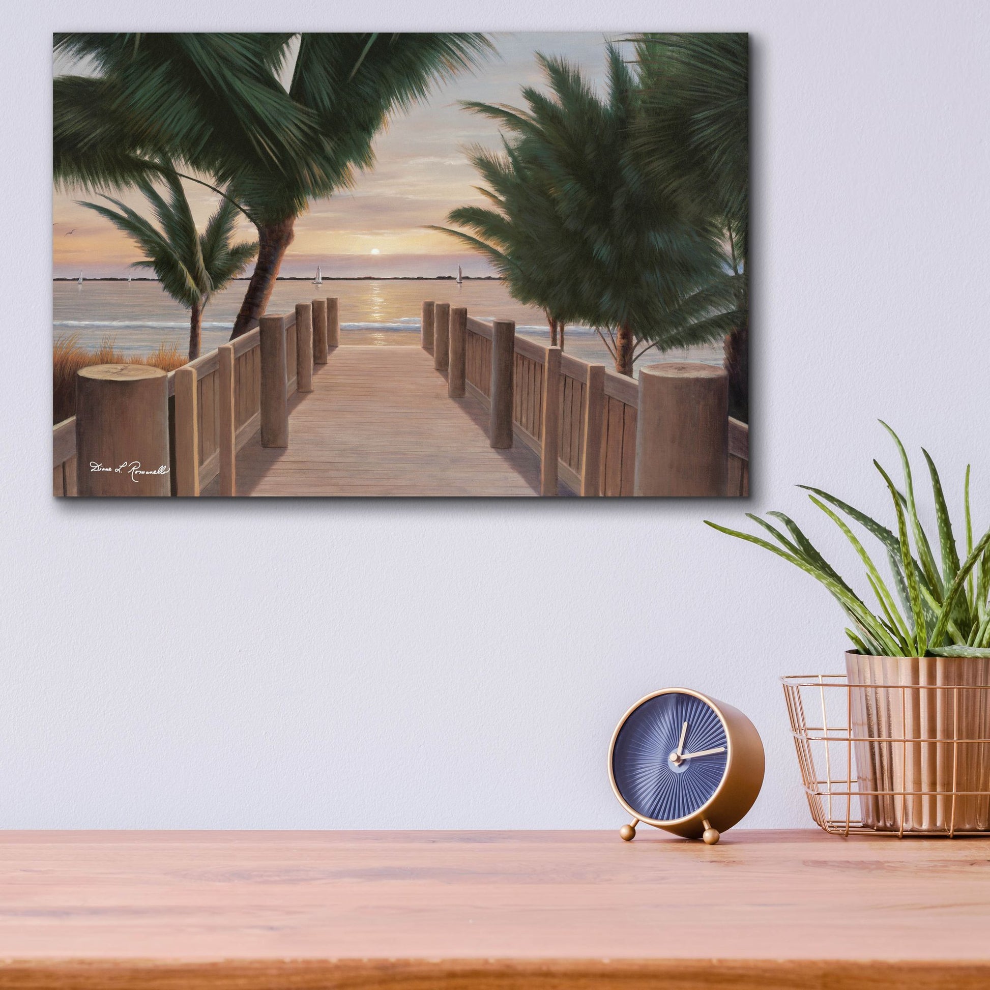 Epic Art ' Palm Promenade' by Diane Romanello, Acrylic Glass Wall Art,16x12