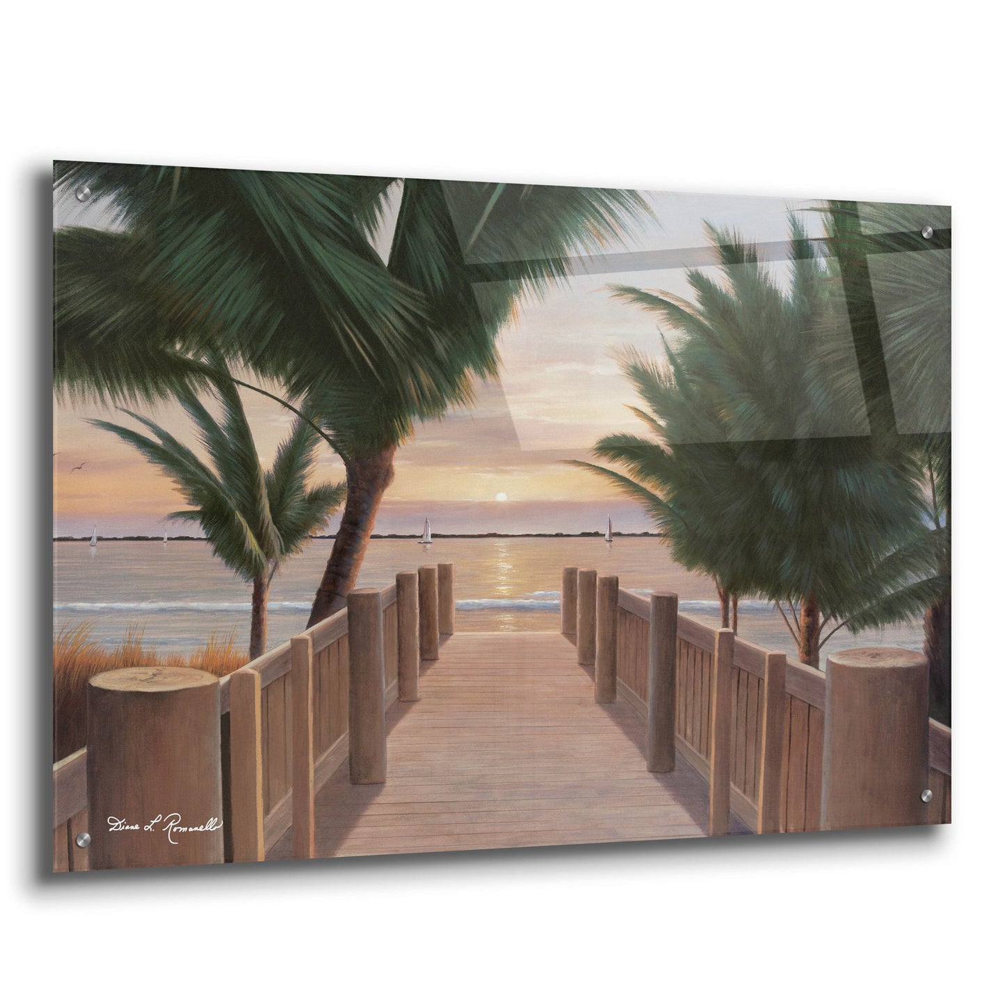 Epic Art ' Palm Promenade' by Diane Romanello, Acrylic Glass Wall Art,36x24