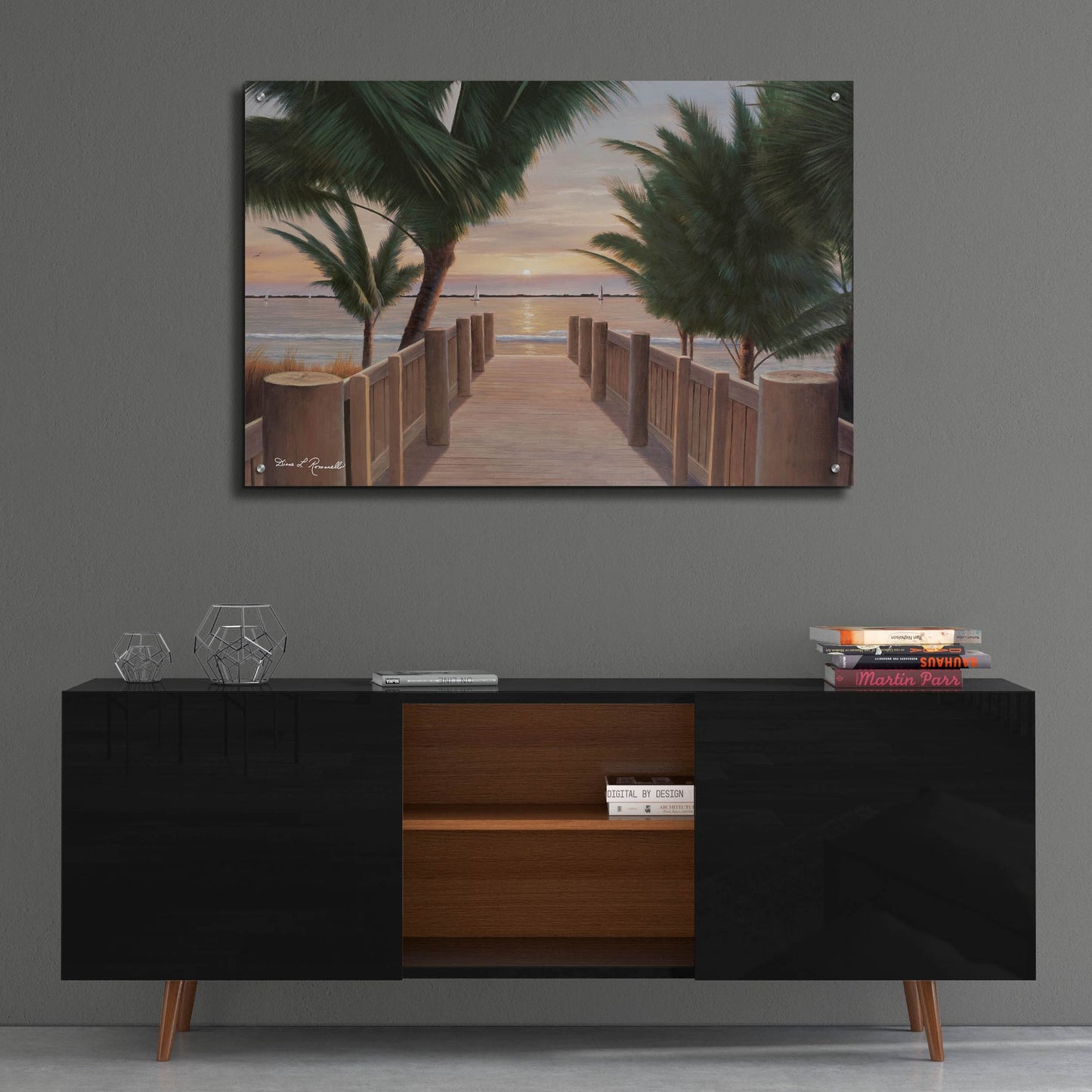 Epic Art ' Palm Promenade' by Diane Romanello, Acrylic Glass Wall Art,36x24