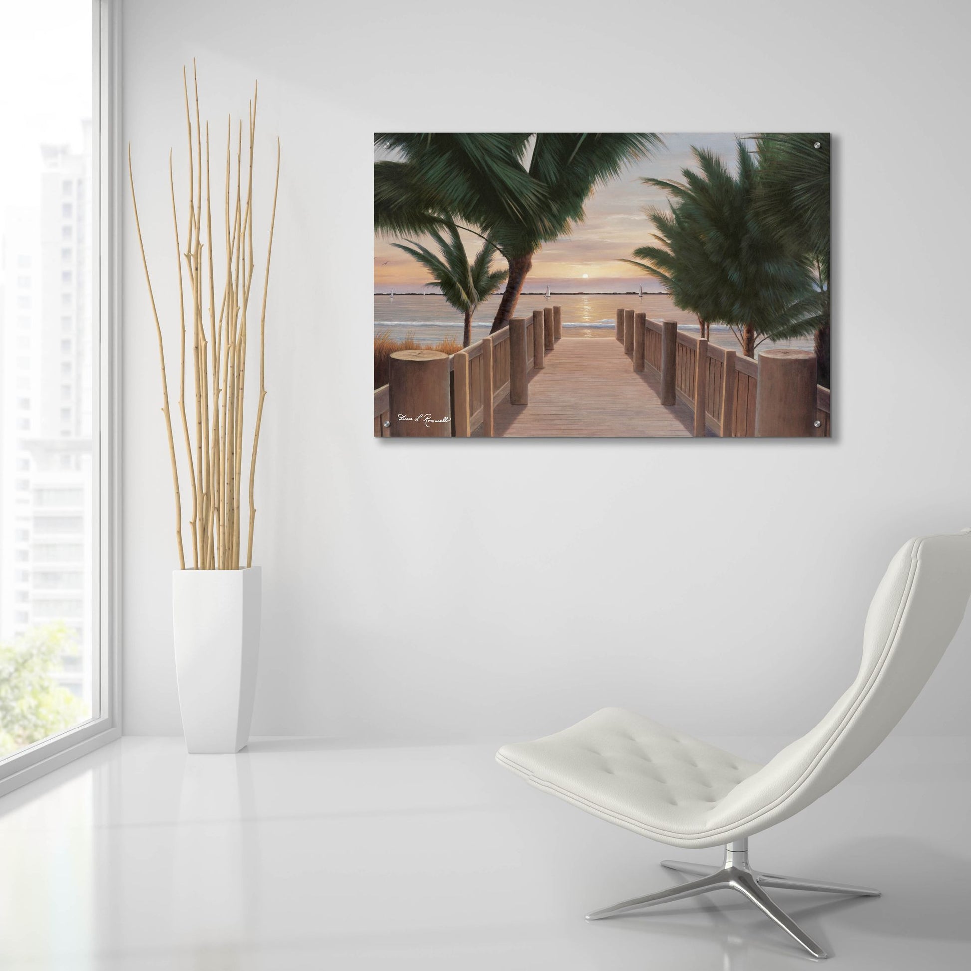 Epic Art ' Palm Promenade' by Diane Romanello, Acrylic Glass Wall Art,36x24