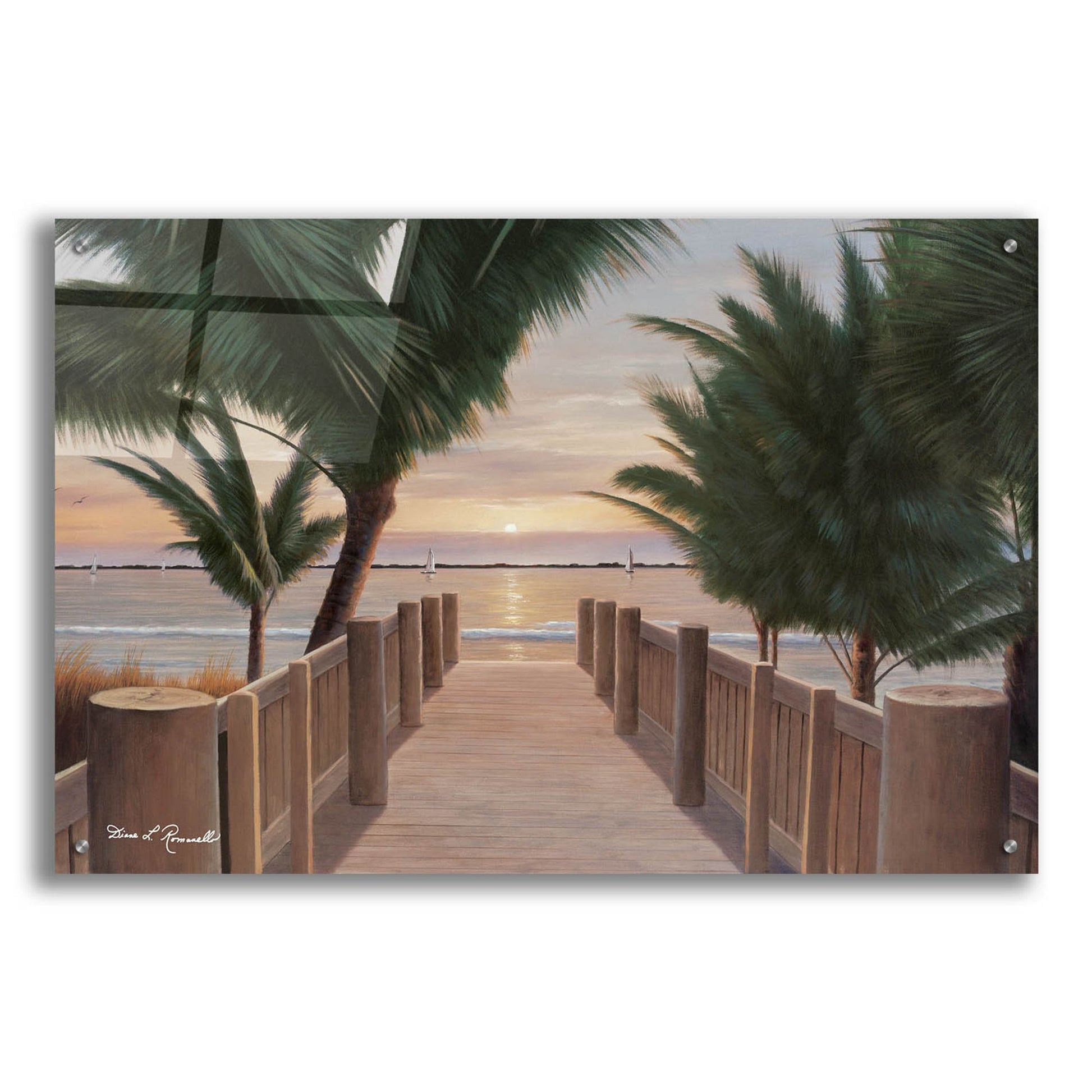 Epic Art ' Palm Promenade' by Diane Romanello, Acrylic Glass Wall Art,36x24