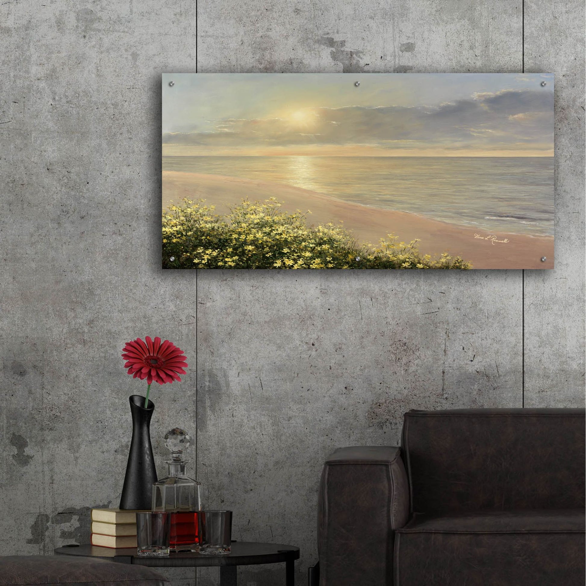 Epic Art ' Peaceful Waters' by Diane Romanello, Acrylic Glass Wall Art,48x24