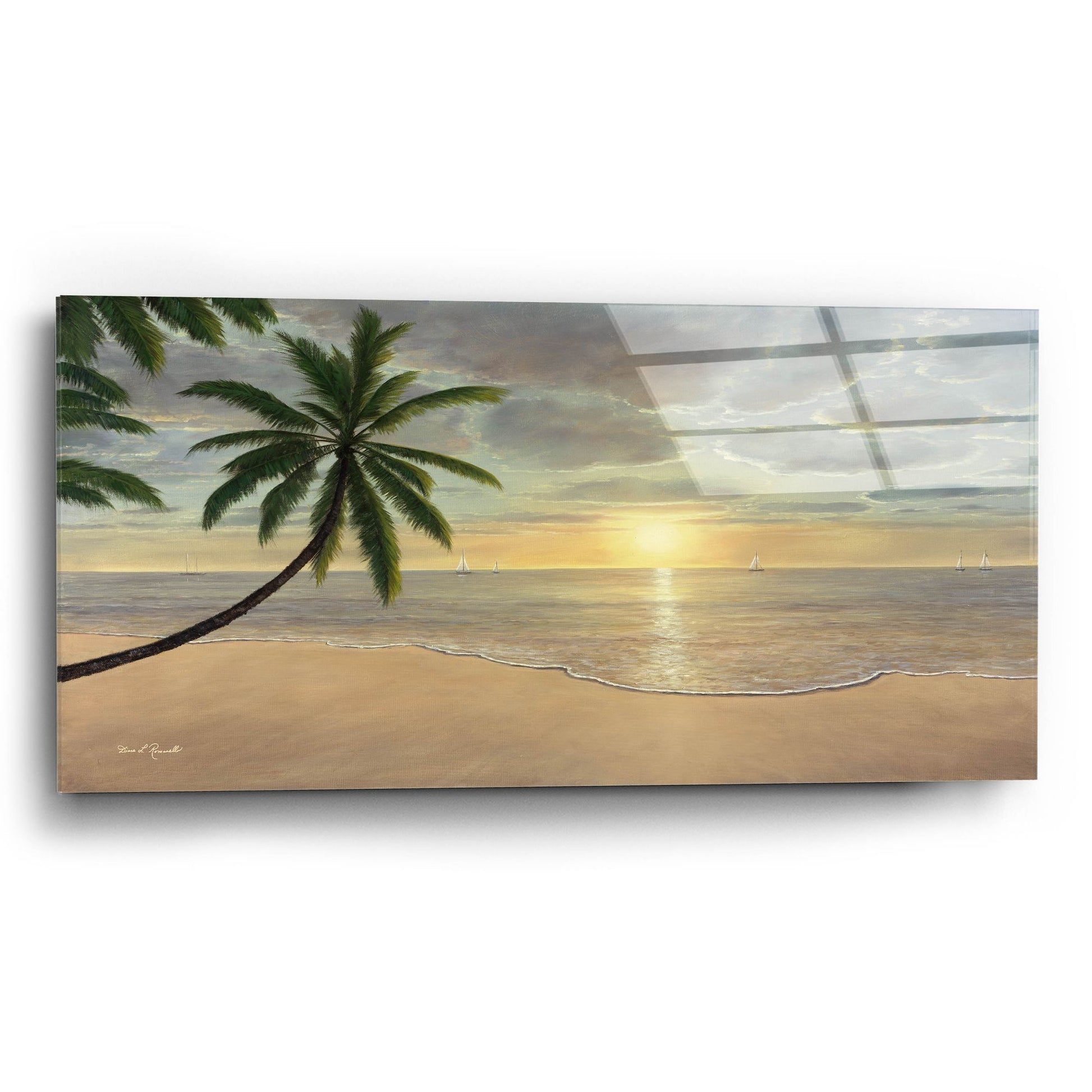 Epic Art ' Beach Bliss' by Diane Romanello, Acrylic Glass Wall Art,24x12