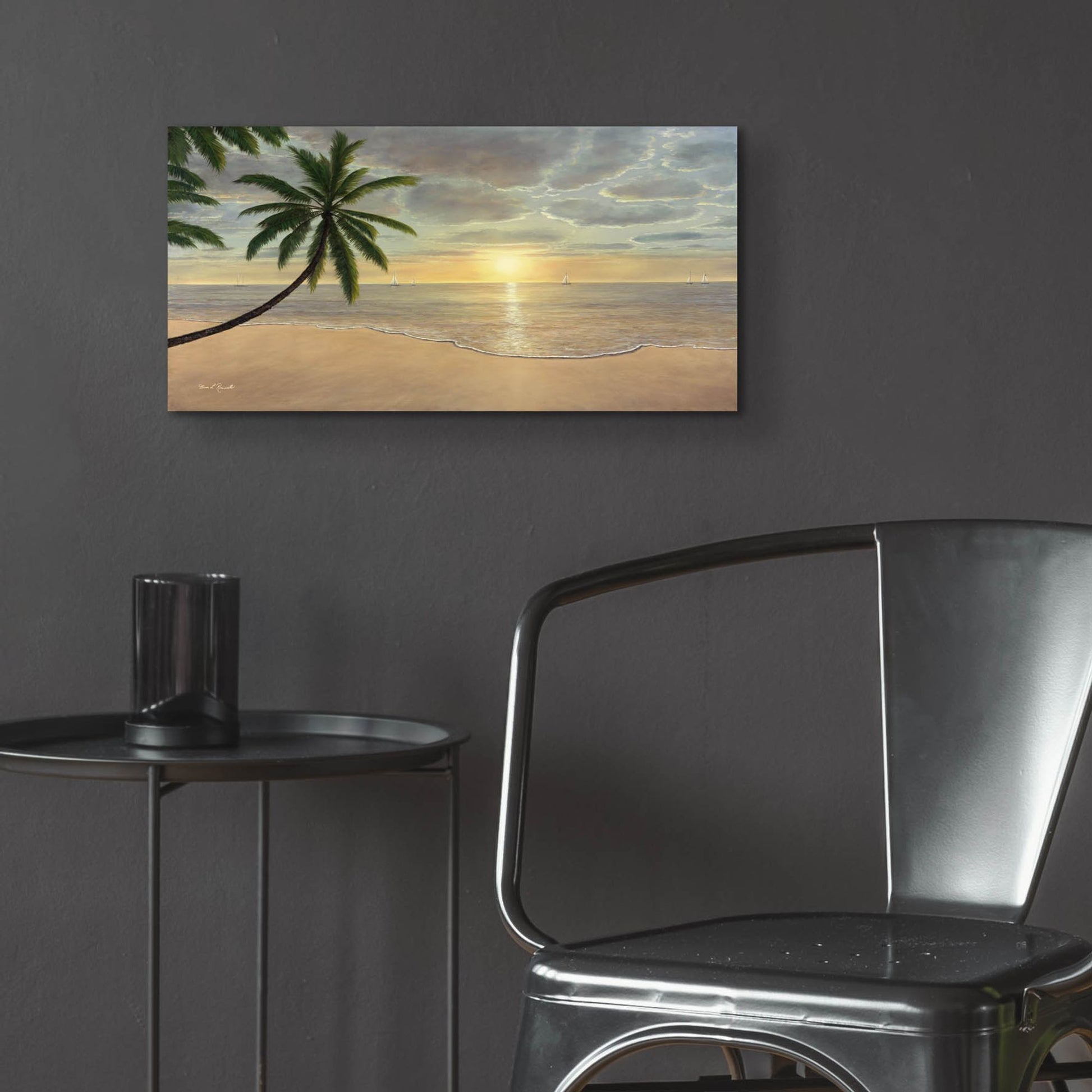 Epic Art ' Beach Bliss' by Diane Romanello, Acrylic Glass Wall Art,24x12