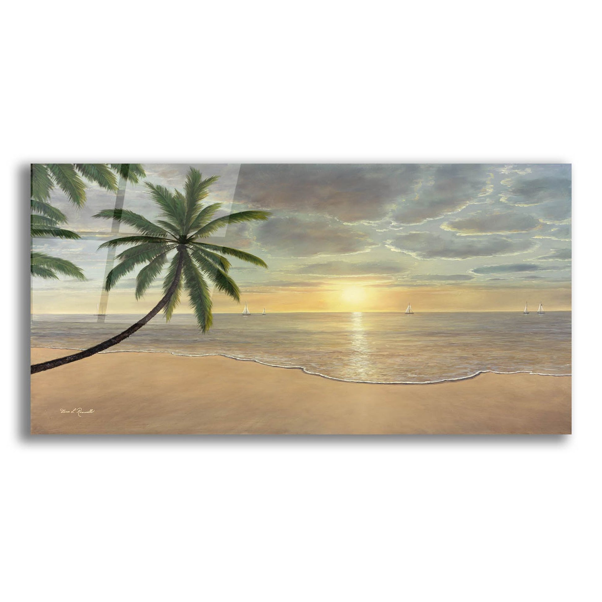 Epic Art ' Beach Bliss' by Diane Romanello, Acrylic Glass Wall Art,24x12