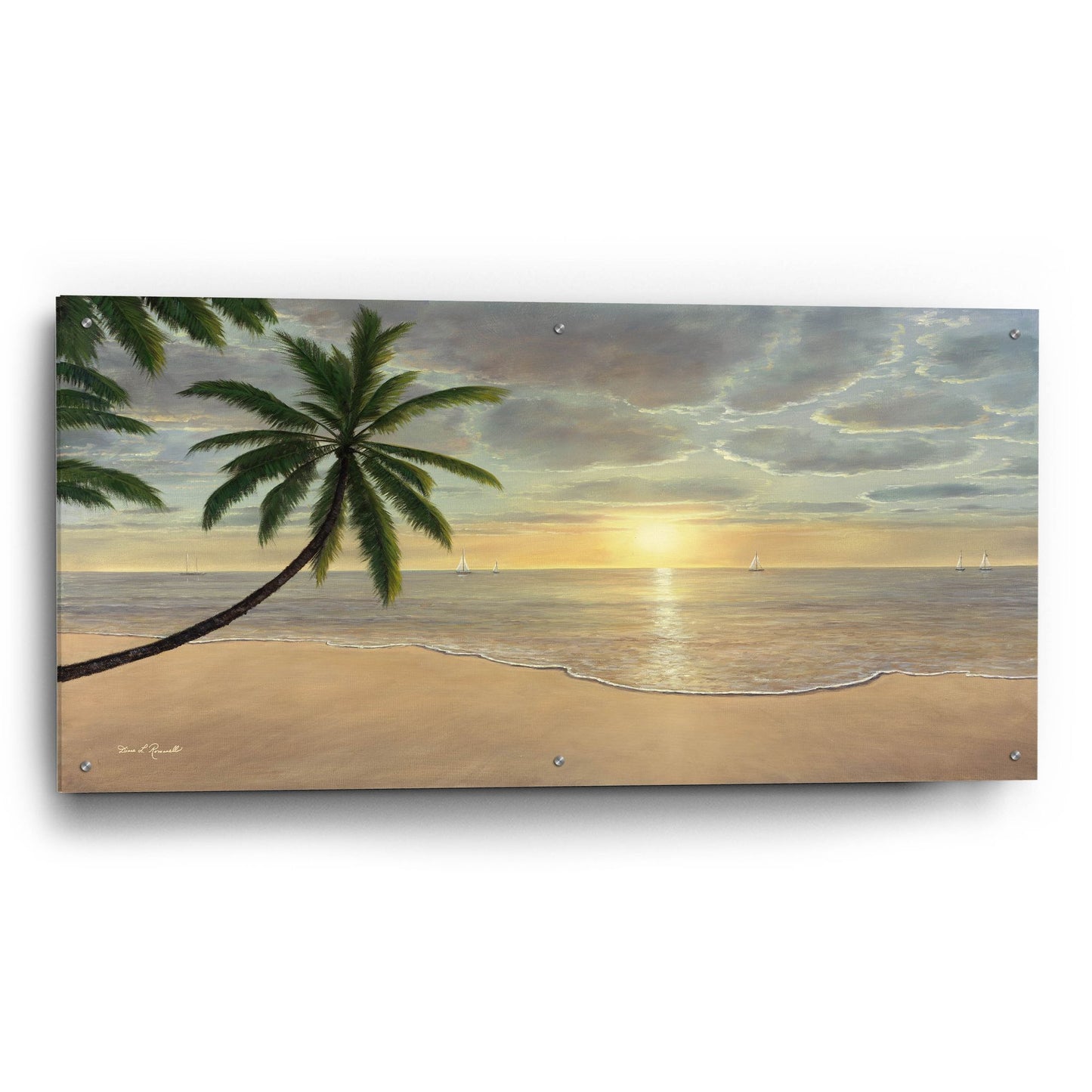 Epic Art ' Beach Bliss' by Diane Romanello, Acrylic Glass Wall Art,48x24