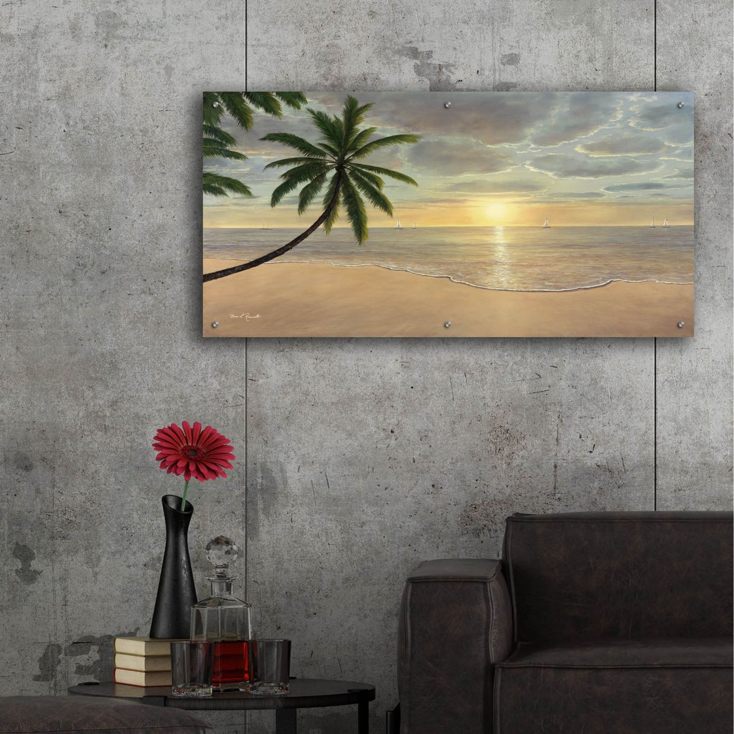 Epic Art ' Beach Bliss' by Diane Romanello, Acrylic Glass Wall Art,48x24