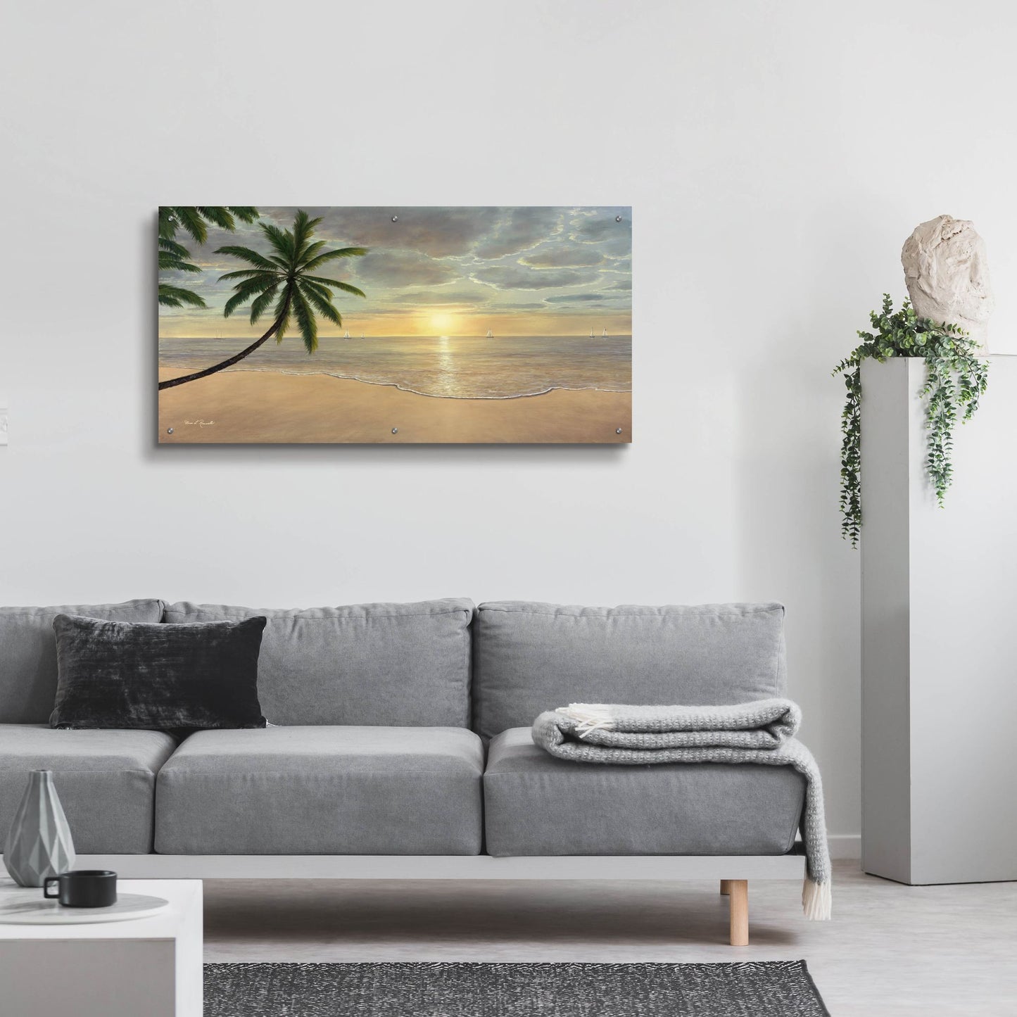 Epic Art ' Beach Bliss' by Diane Romanello, Acrylic Glass Wall Art,48x24