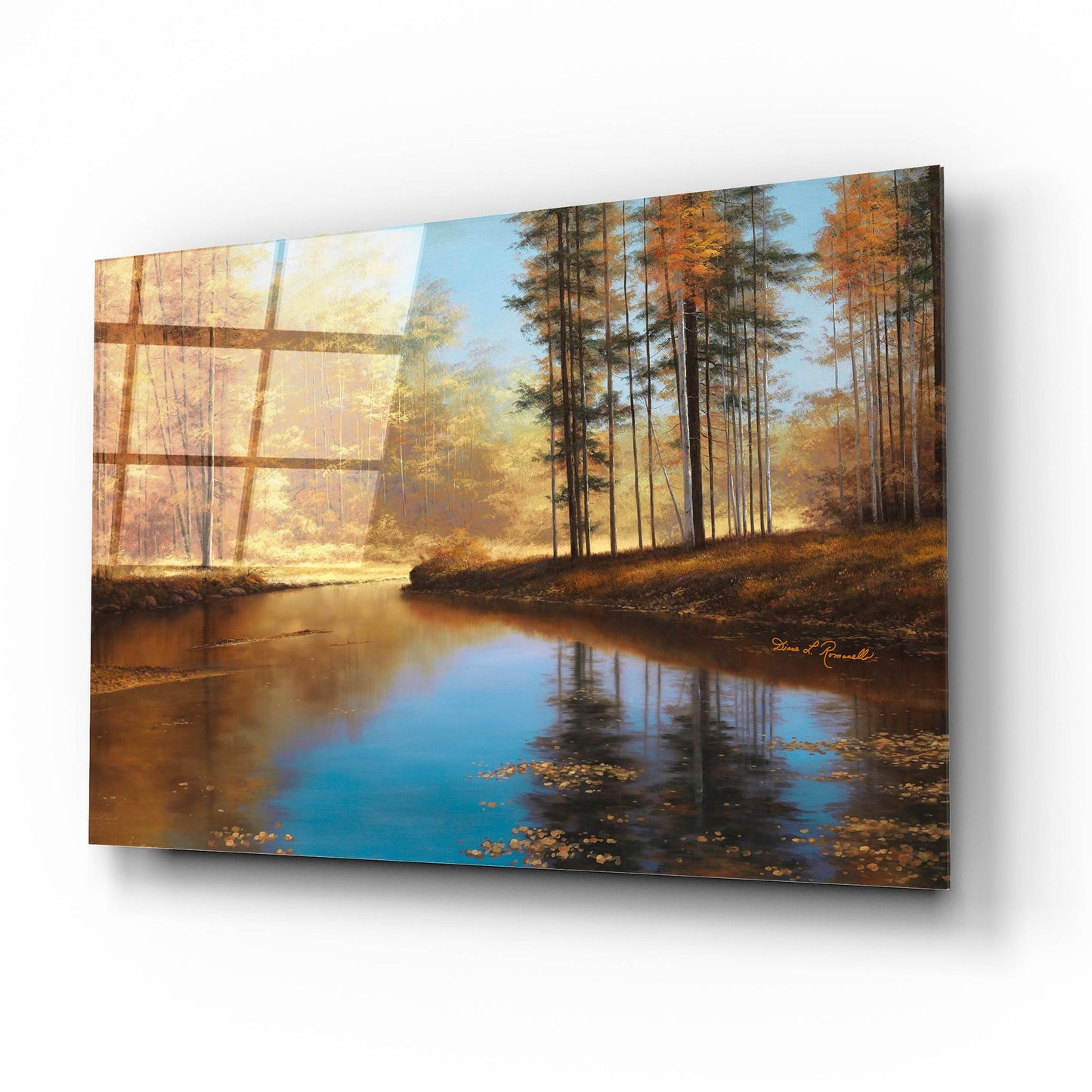 Epic Art ' Autumn Creek' by Diane Romanello, Acrylic Glass Wall Art,16x12
