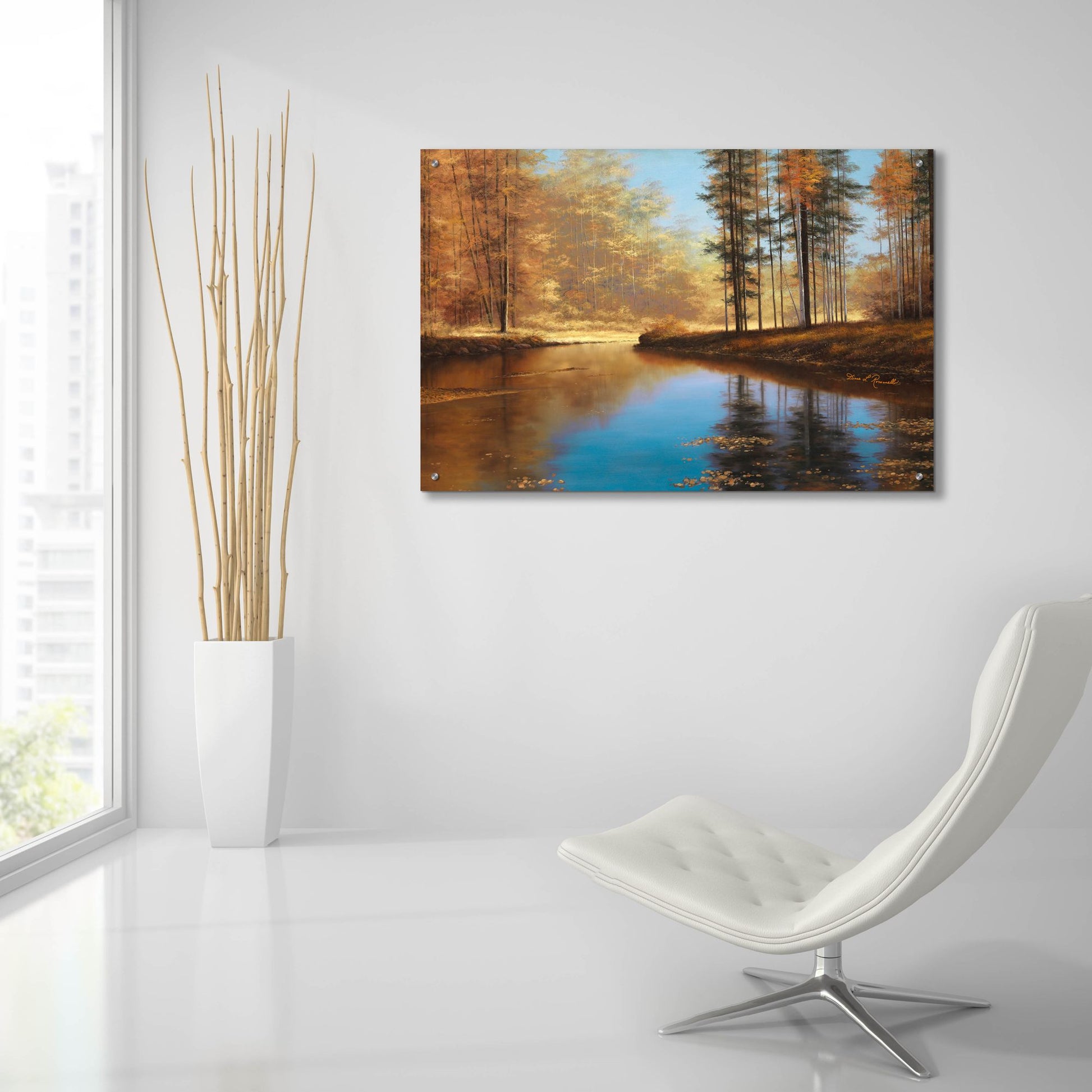 Epic Art ' Autumn Creek' by Diane Romanello, Acrylic Glass Wall Art,36x24