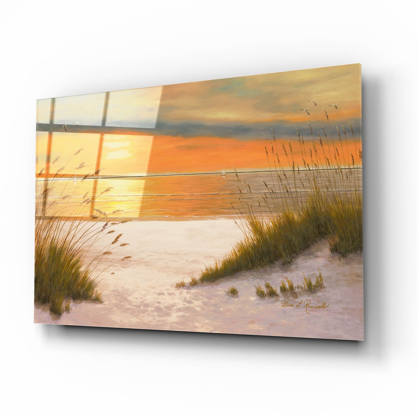 Epic Art ' Summer Sunset' by Diane Romanello, Acrylic Glass Wall Art,16x12