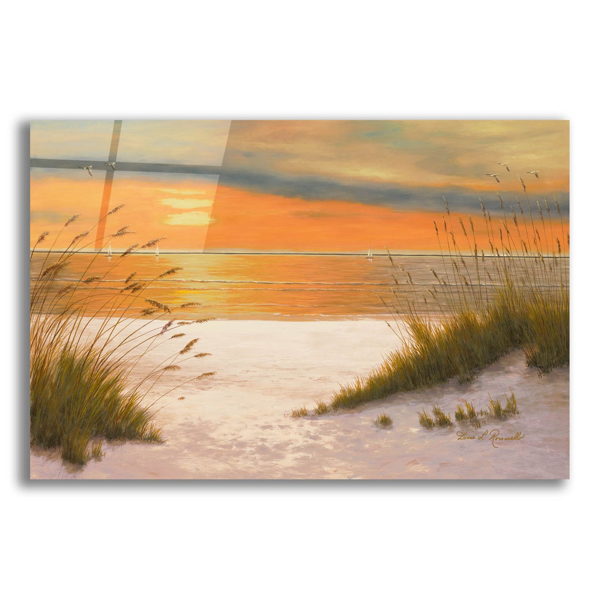 Epic Art ' Summer Sunset' by Diane Romanello, Acrylic Glass Wall Art,16x12