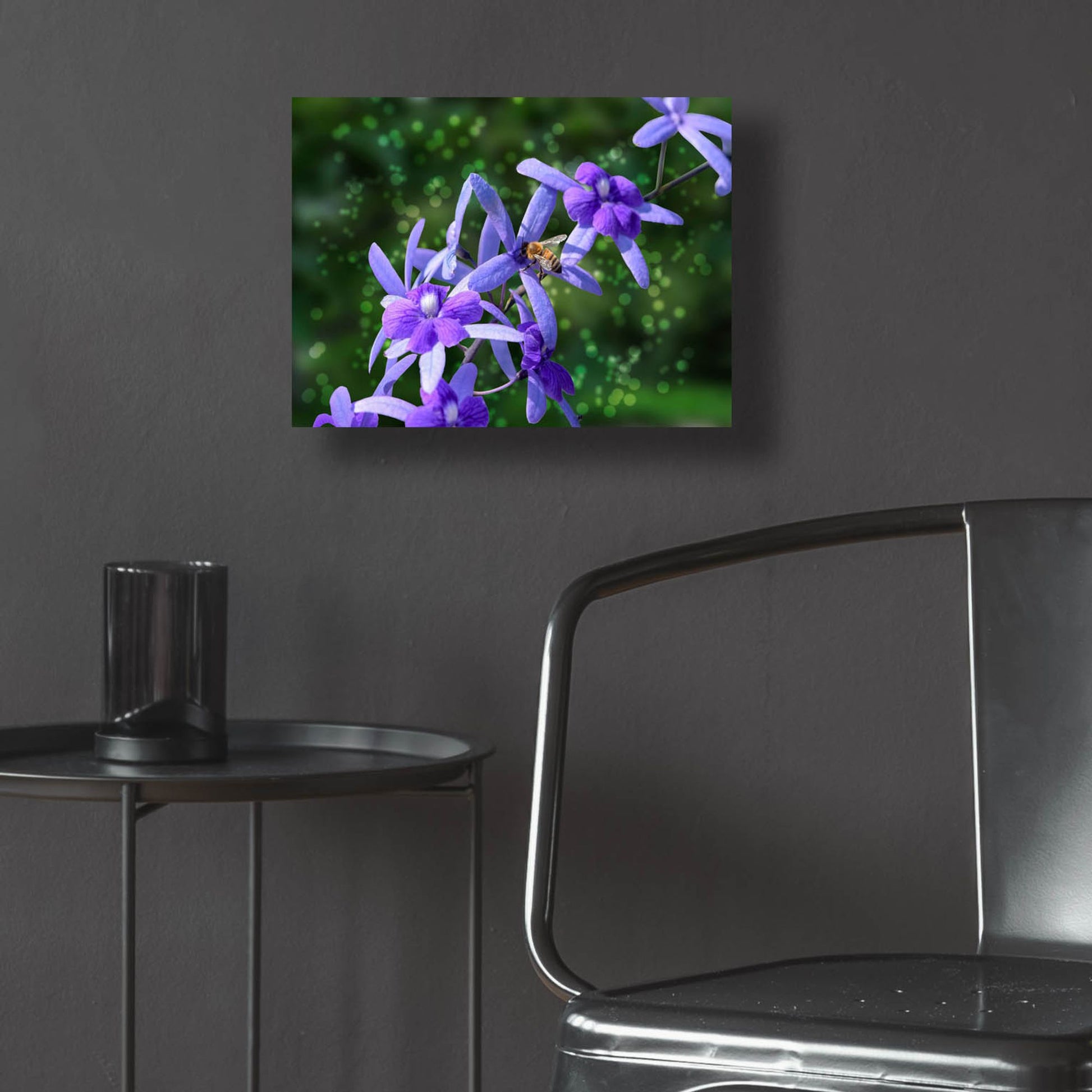 Epic Art ' Bee and Purple Flowers' by Don Spears, Acrylic Glass Wall Art,16x12