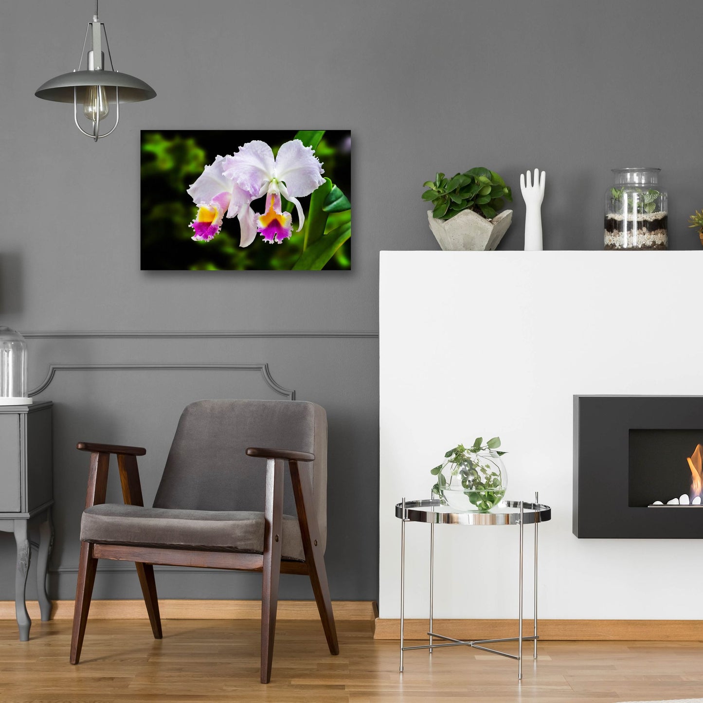 Epic Art ' White, Yellow and Fuchsia Orchids' by Don Spears, Acrylic Glass Wall Art,24x16