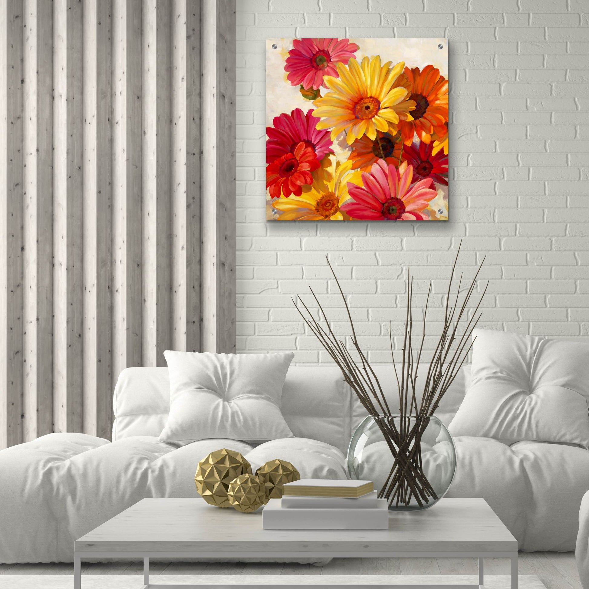 Epic Art ' Daisies for Spring' by Emma Styles, Acrylic Glass Wall Art,24x24