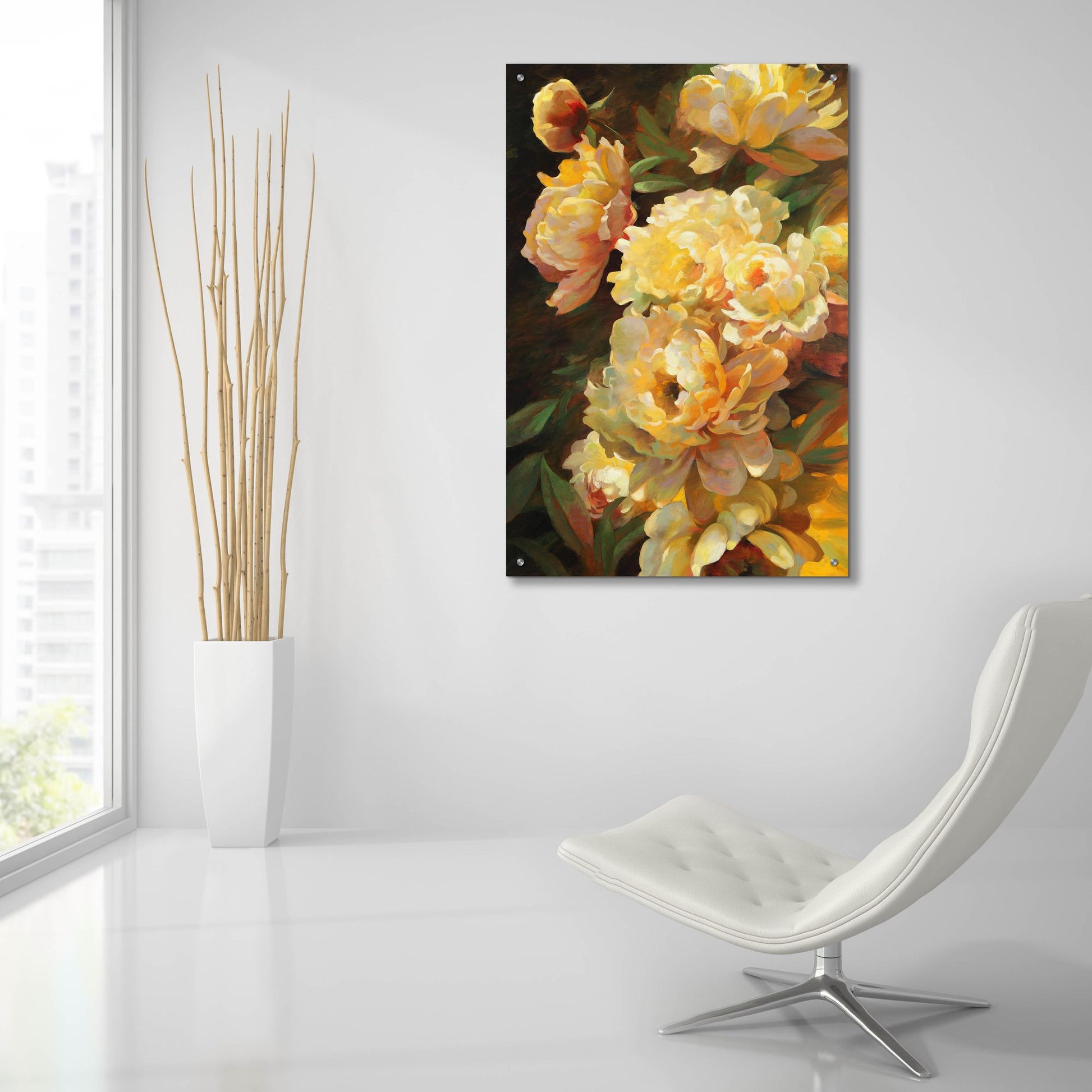 Epic Art ' Peonies for Springtime' by Emma Styles, Acrylic Glass Wall Art,24x36