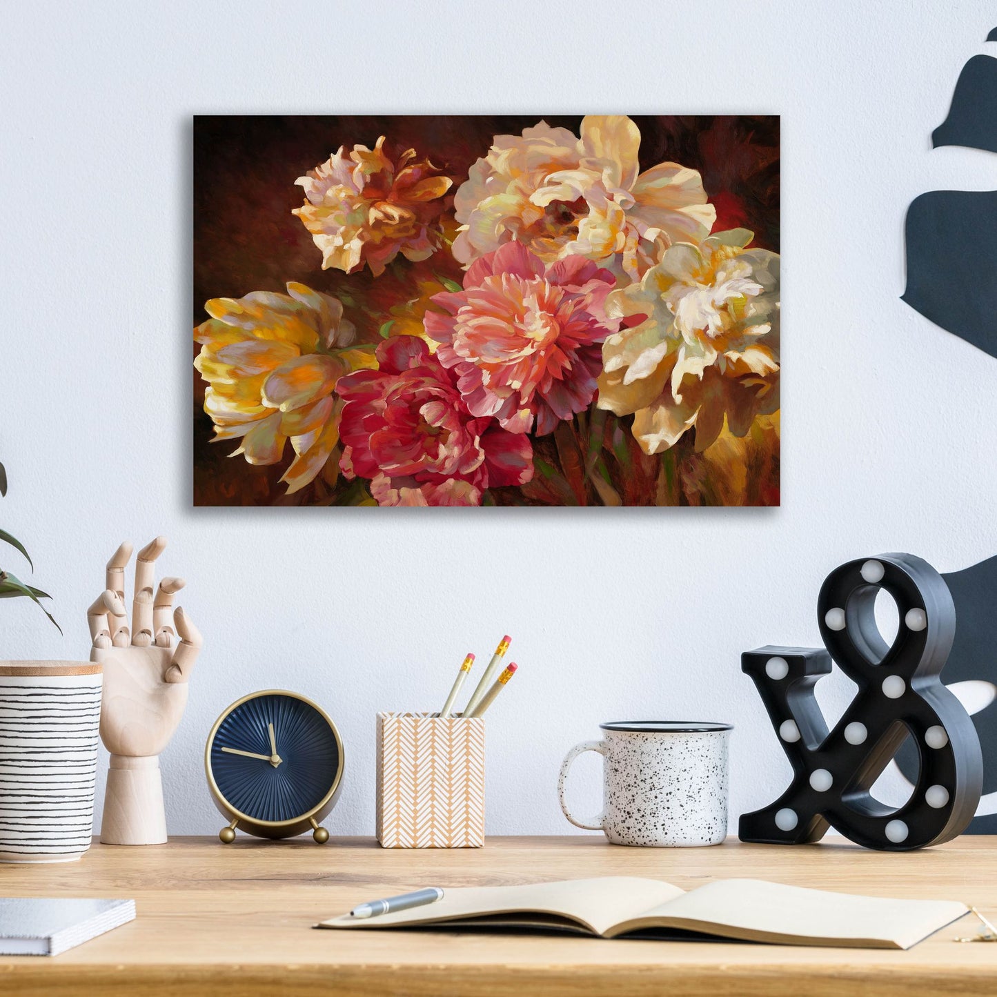 Epic Art ' Peonies in Pastel' by Emma Styles, Acrylic Glass Wall Art,16x12