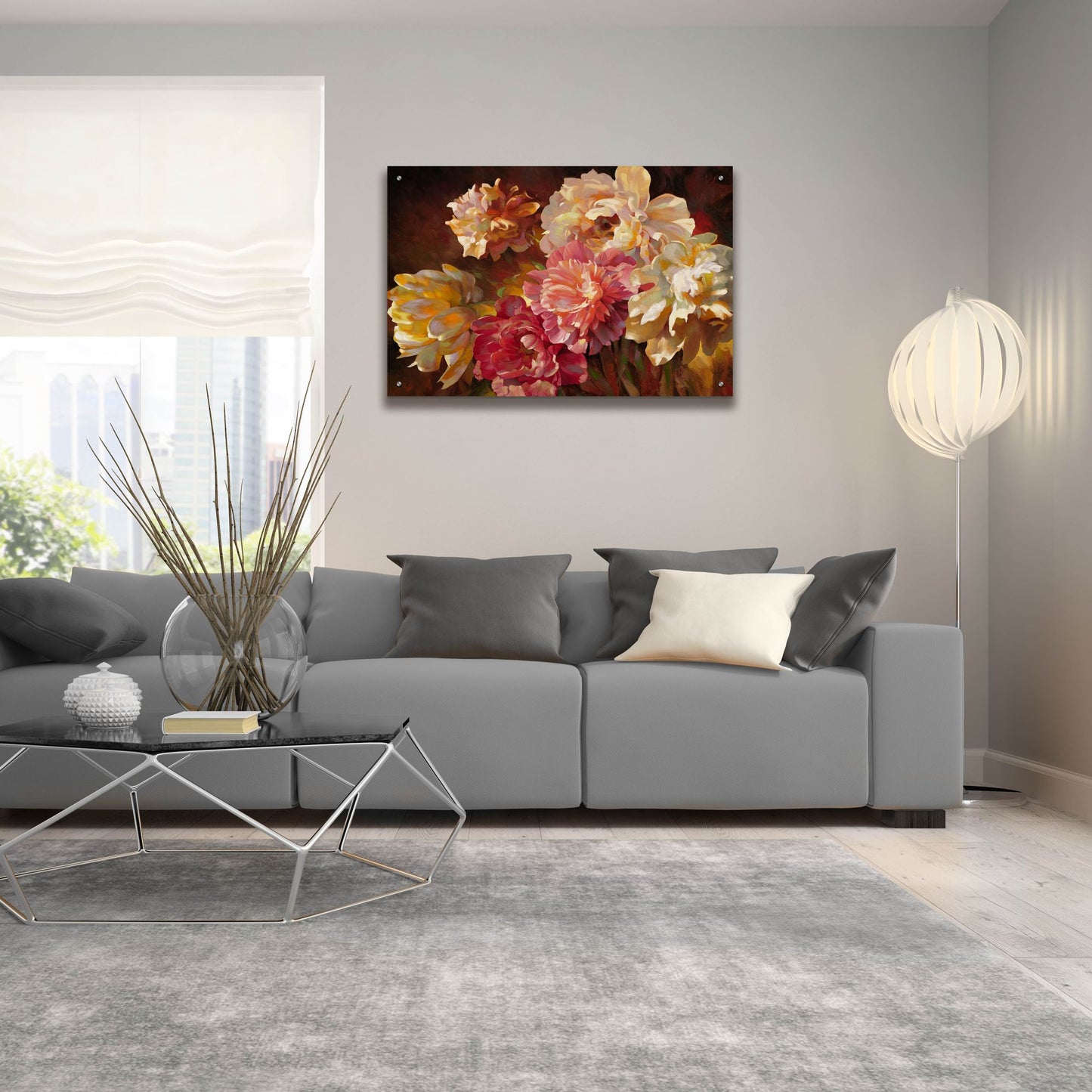 Epic Art ' Peonies in Pastel' by Emma Styles, Acrylic Glass Wall Art,36x24