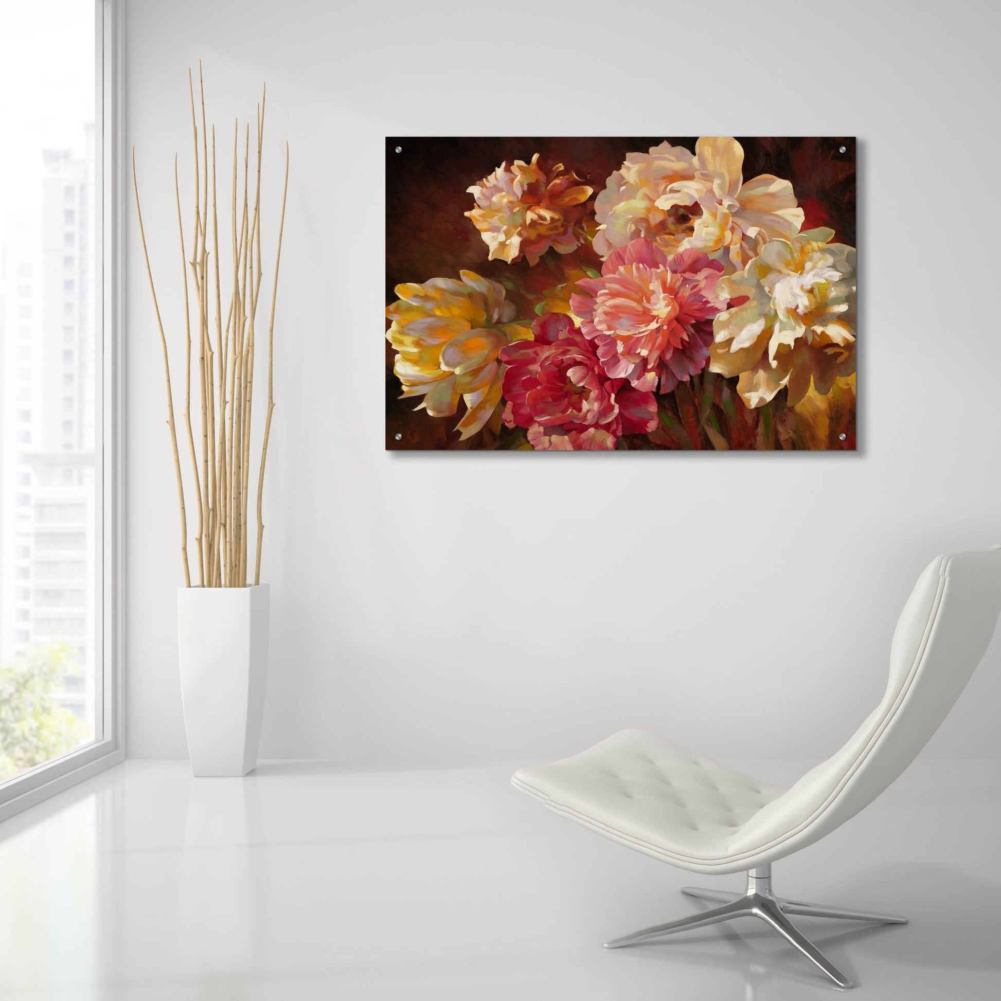 Epic Art ' Peonies in Pastel' by Emma Styles, Acrylic Glass Wall Art,36x24