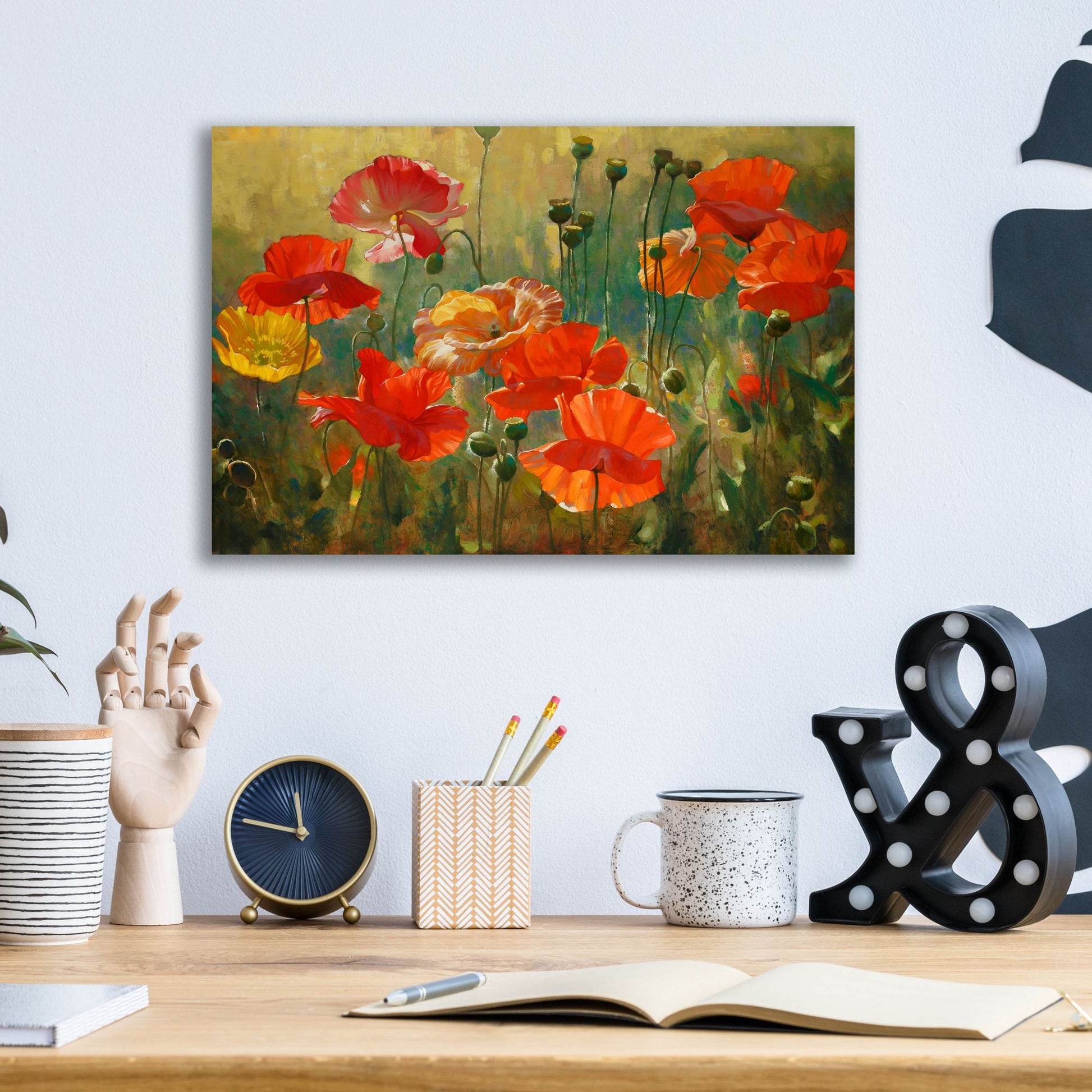 Epic Art ' Poppy Fields' by Emma Styles, Acrylic Glass Wall Art,16x12