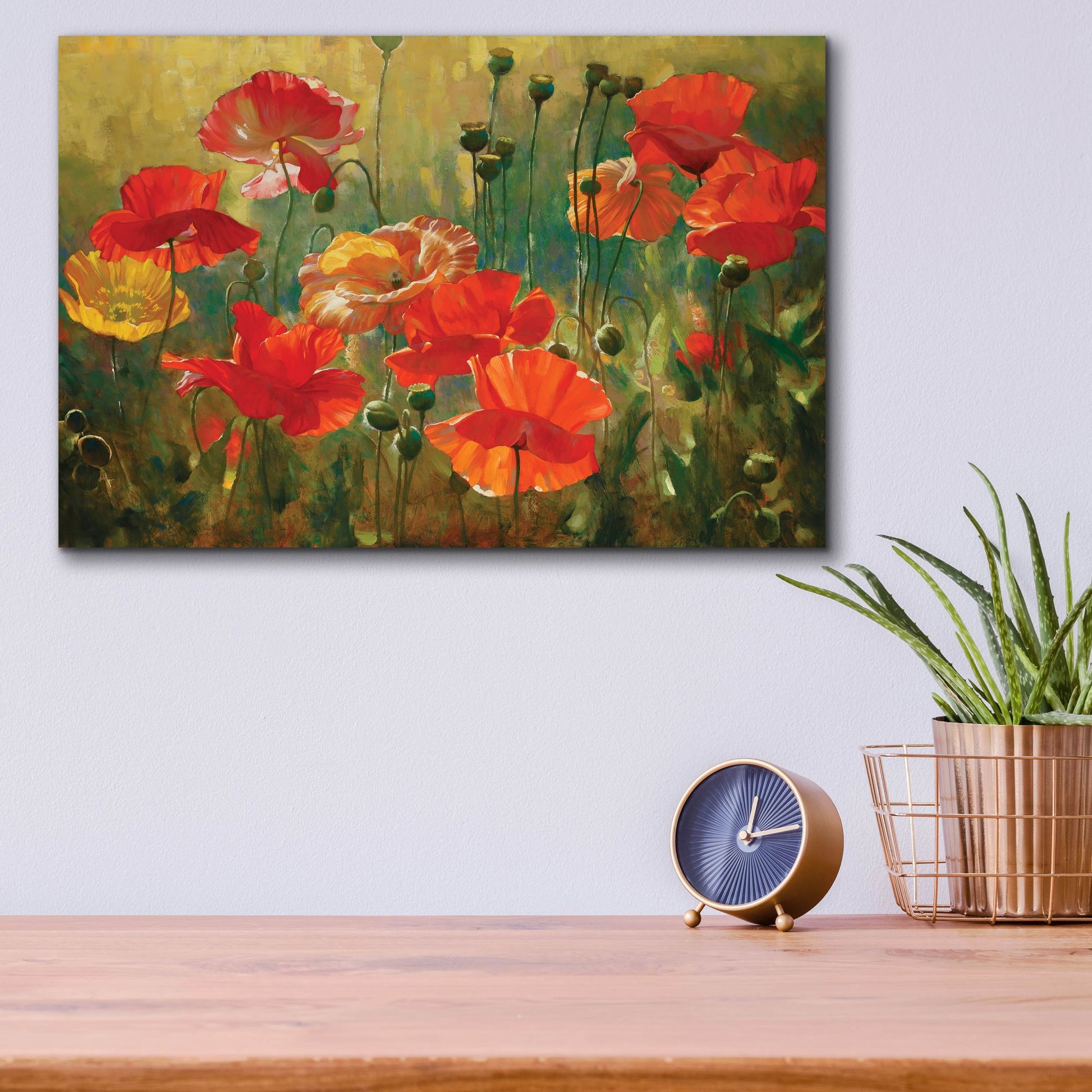 Epic Art ' Poppy Fields' by Emma Styles, Acrylic Glass Wall Art,16x12