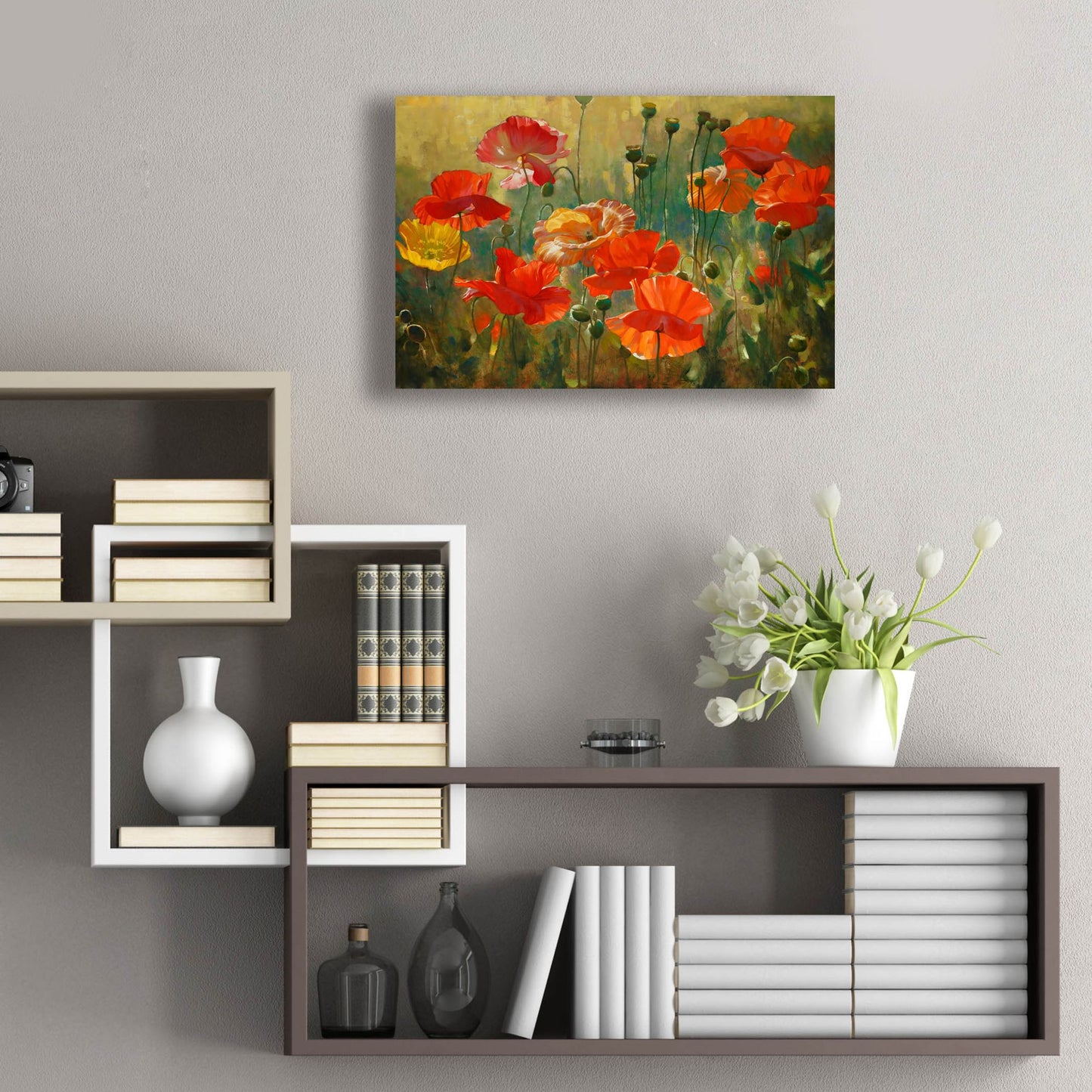 Epic Art ' Poppy Fields' by Emma Styles, Acrylic Glass Wall Art,24x16