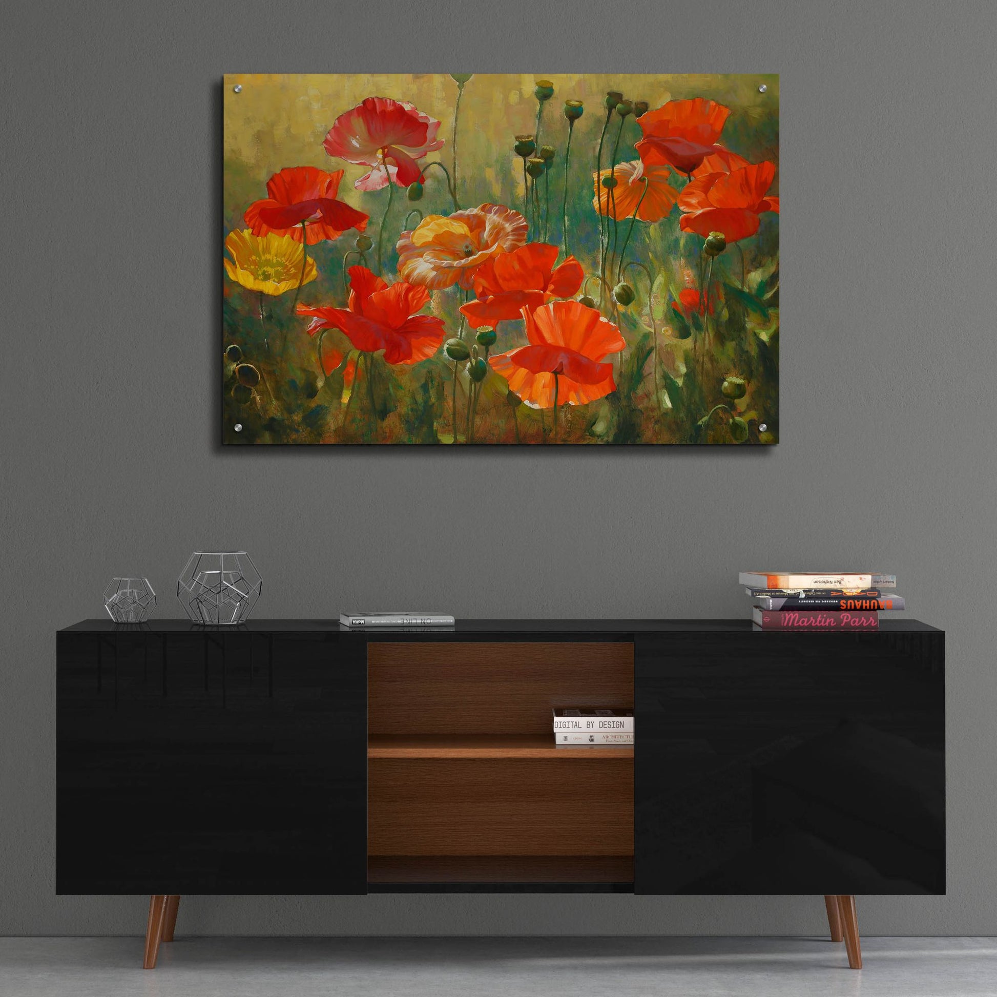 Epic Art ' Poppy Fields' by Emma Styles, Acrylic Glass Wall Art,36x24