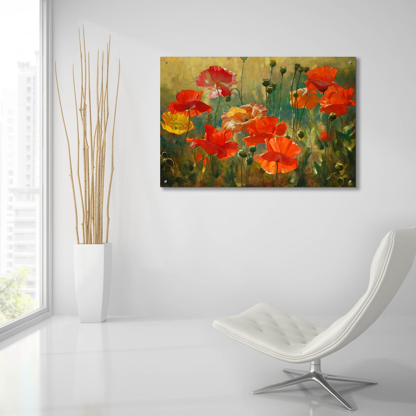 Epic Art ' Poppy Fields' by Emma Styles, Acrylic Glass Wall Art,36x24