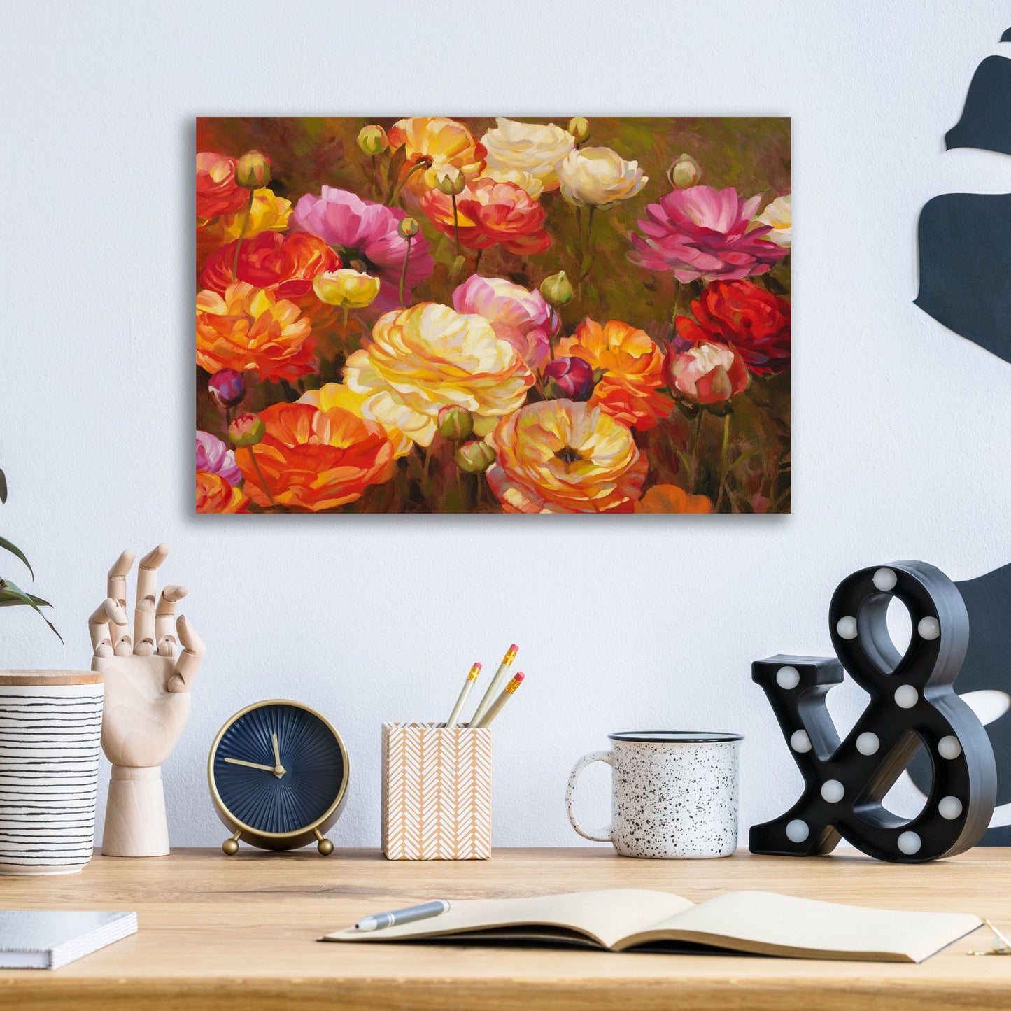 Epic Art ' Ranunculus Garden' by Emma Styles, Acrylic Glass Wall Art,16x12