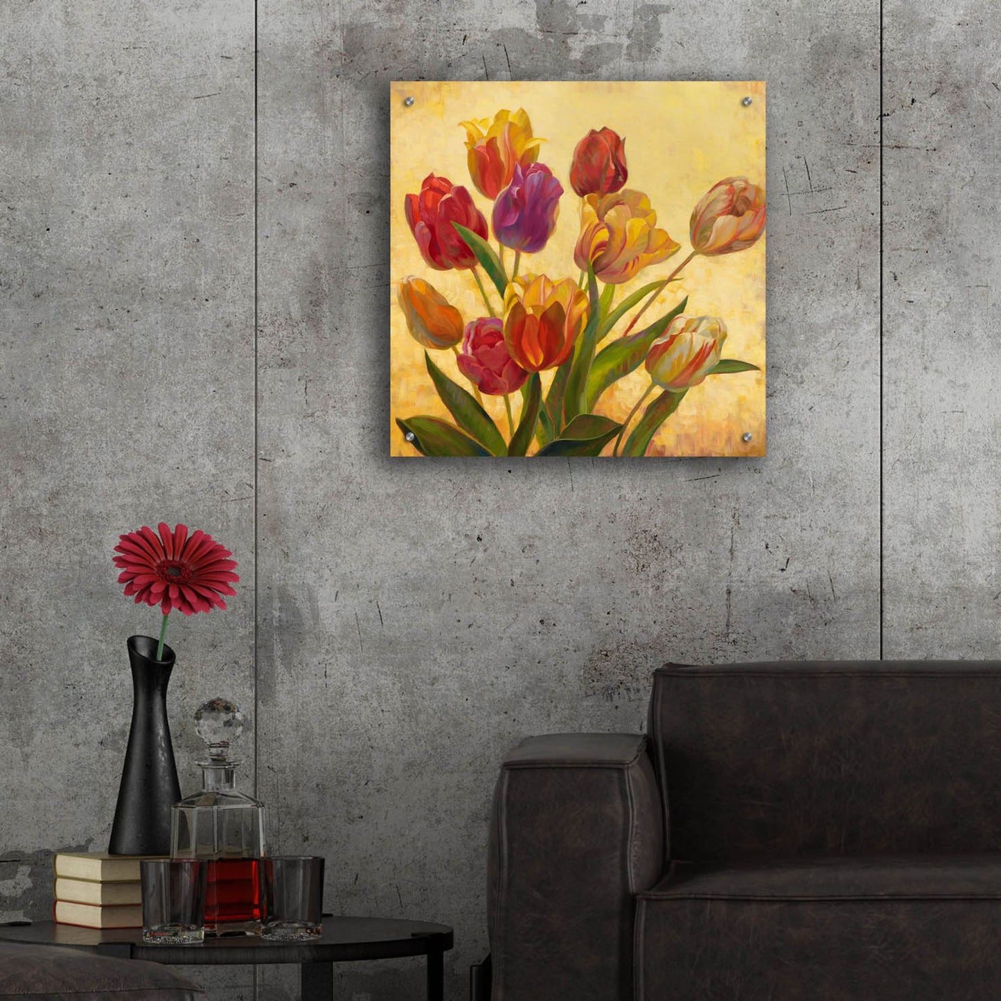 Epic Art ' Tulip Bouquet' by Emma Styles, Acrylic Glass Wall Art,24x24