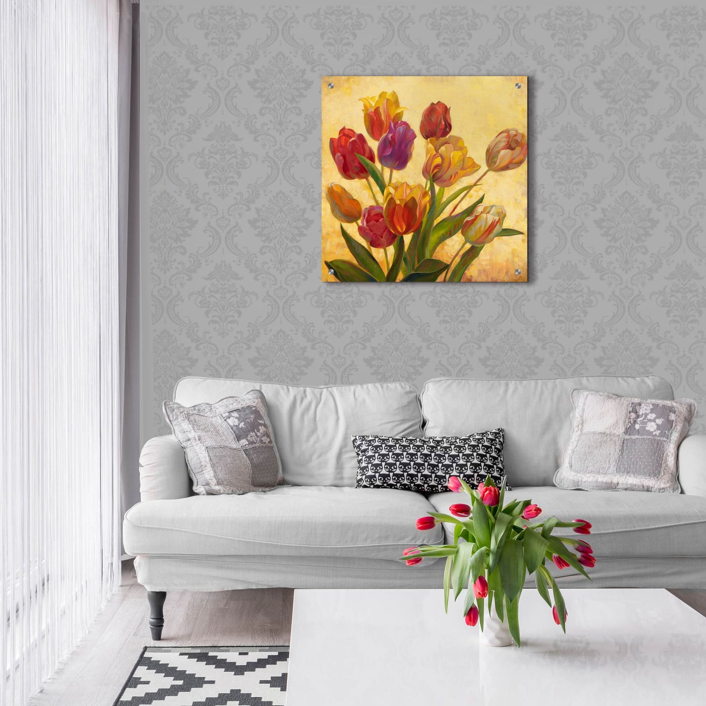 Epic Art ' Tulip Bouquet' by Emma Styles, Acrylic Glass Wall Art,24x24