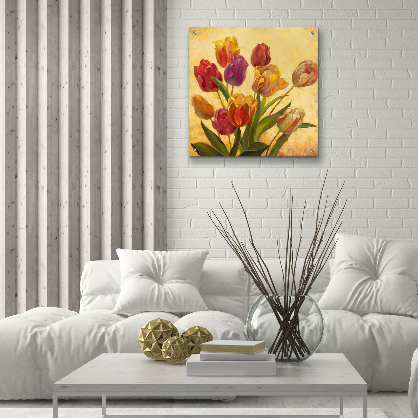 Epic Art ' Tulip Bouquet' by Emma Styles, Acrylic Glass Wall Art,24x24