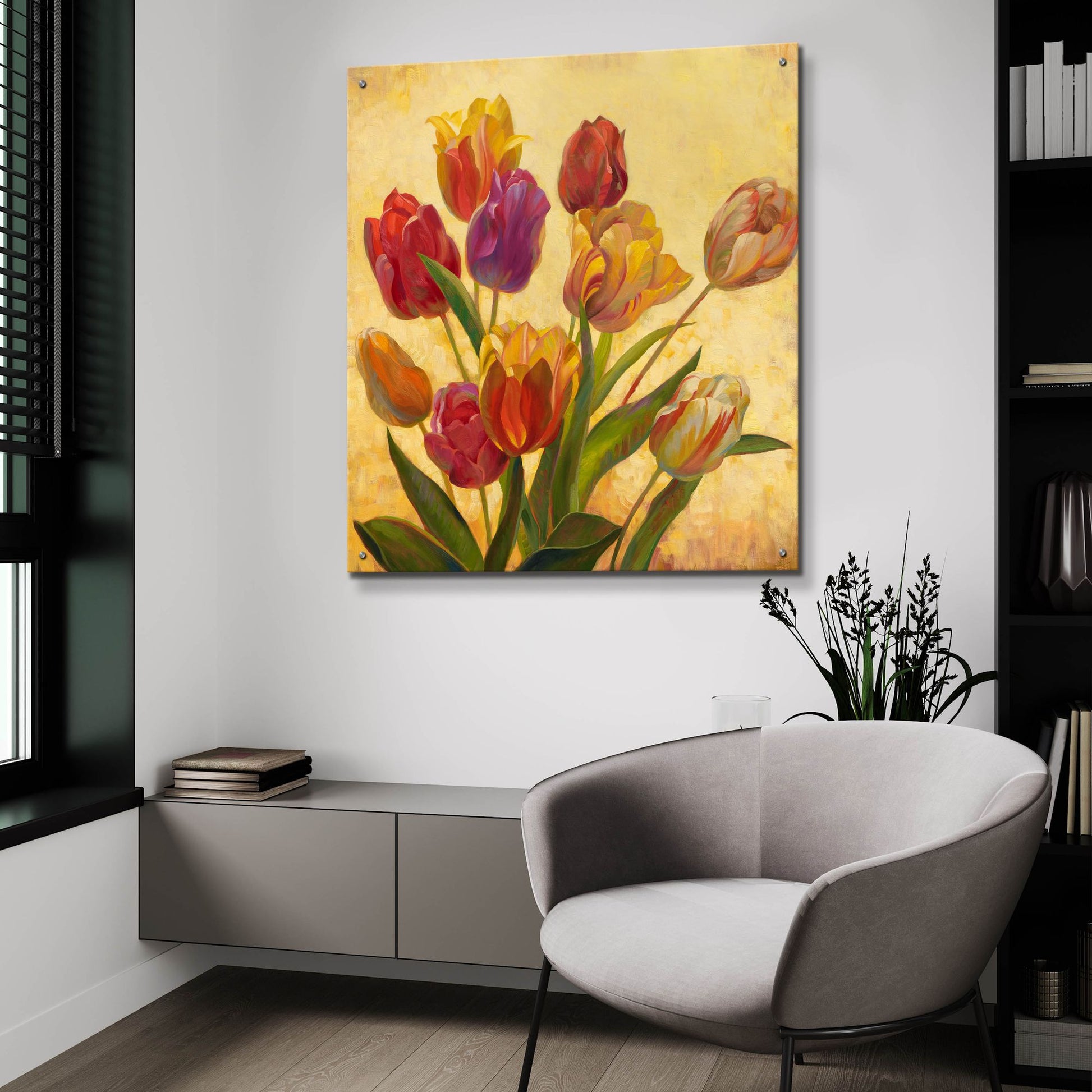 Epic Art ' Tulip Bouquet' by Emma Styles, Acrylic Glass Wall Art,36x36