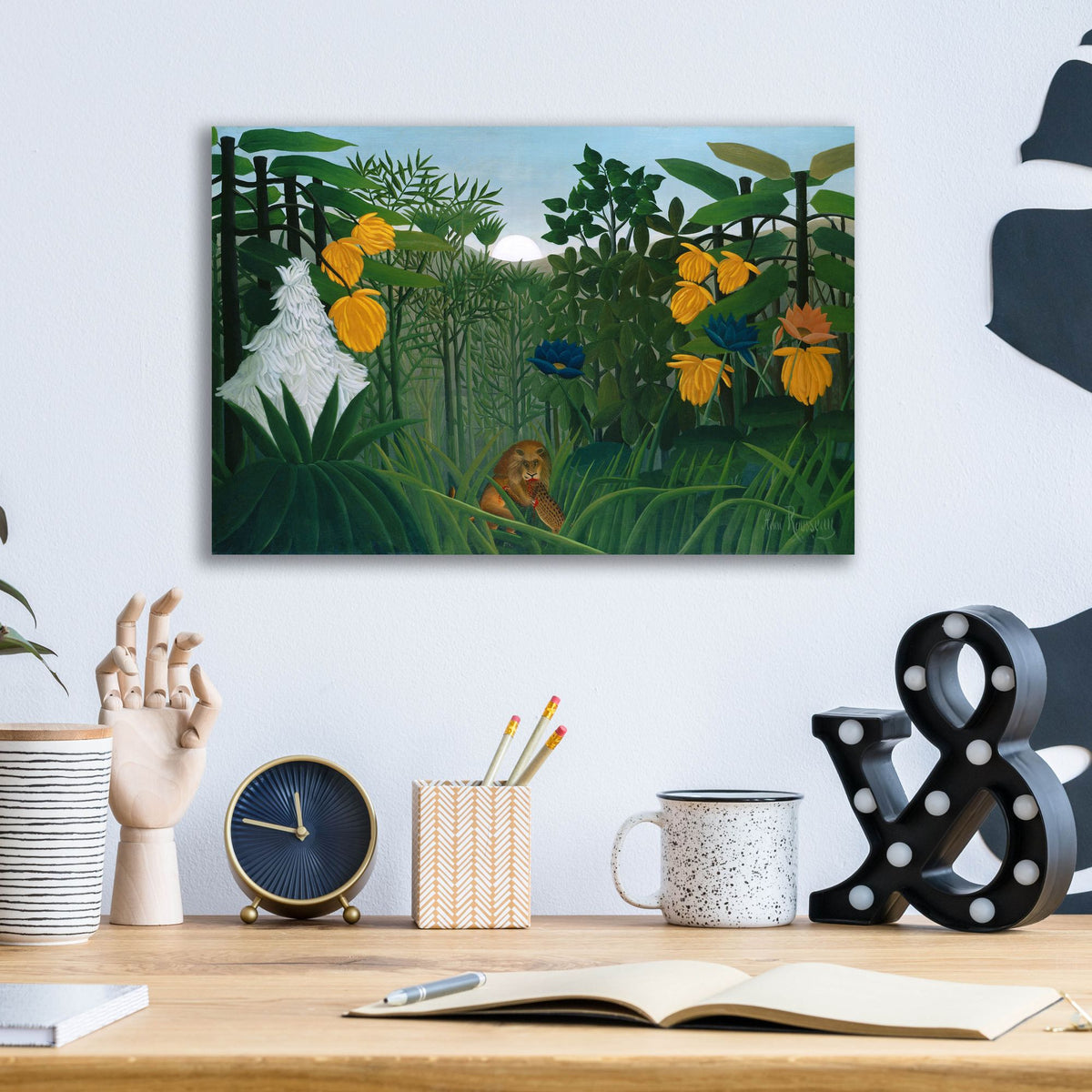 Epic Art ' The Repast of the Lion, 1907' by Henri Rousseau, Acrylic Glass Wall Art,16x12