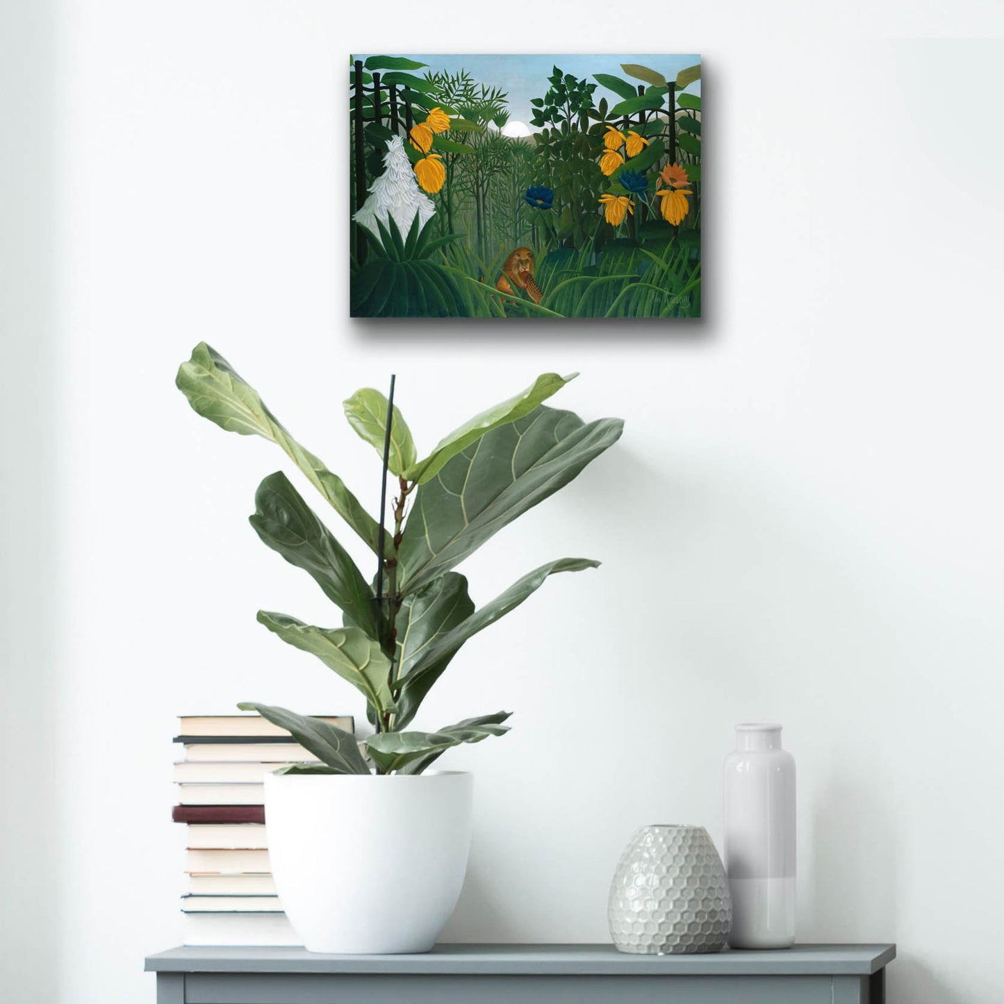 Epic Art ' The Repast of the Lion, 1907' by Henri Rousseau, Acrylic Glass Wall Art,16x12