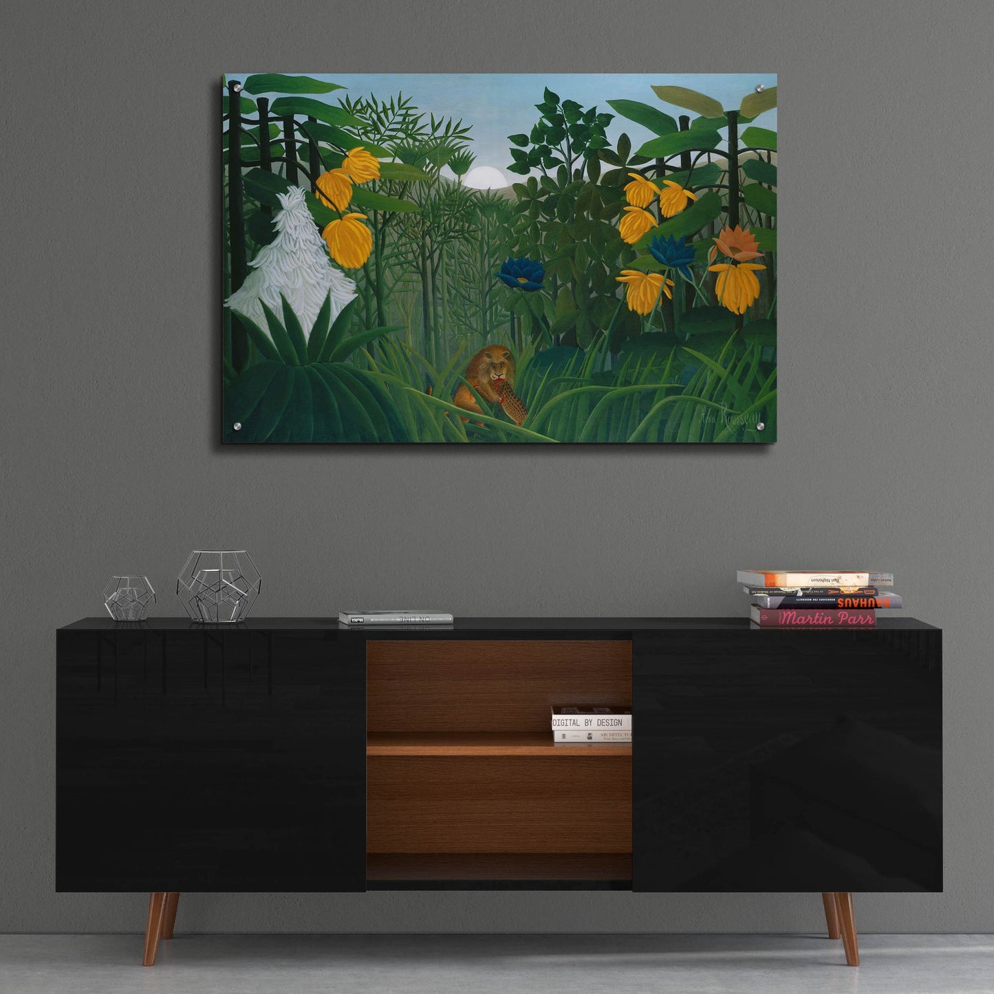 Epic Art ' The Repast of the Lion, 1907' by Henri Rousseau, Acrylic Glass Wall Art,36x24