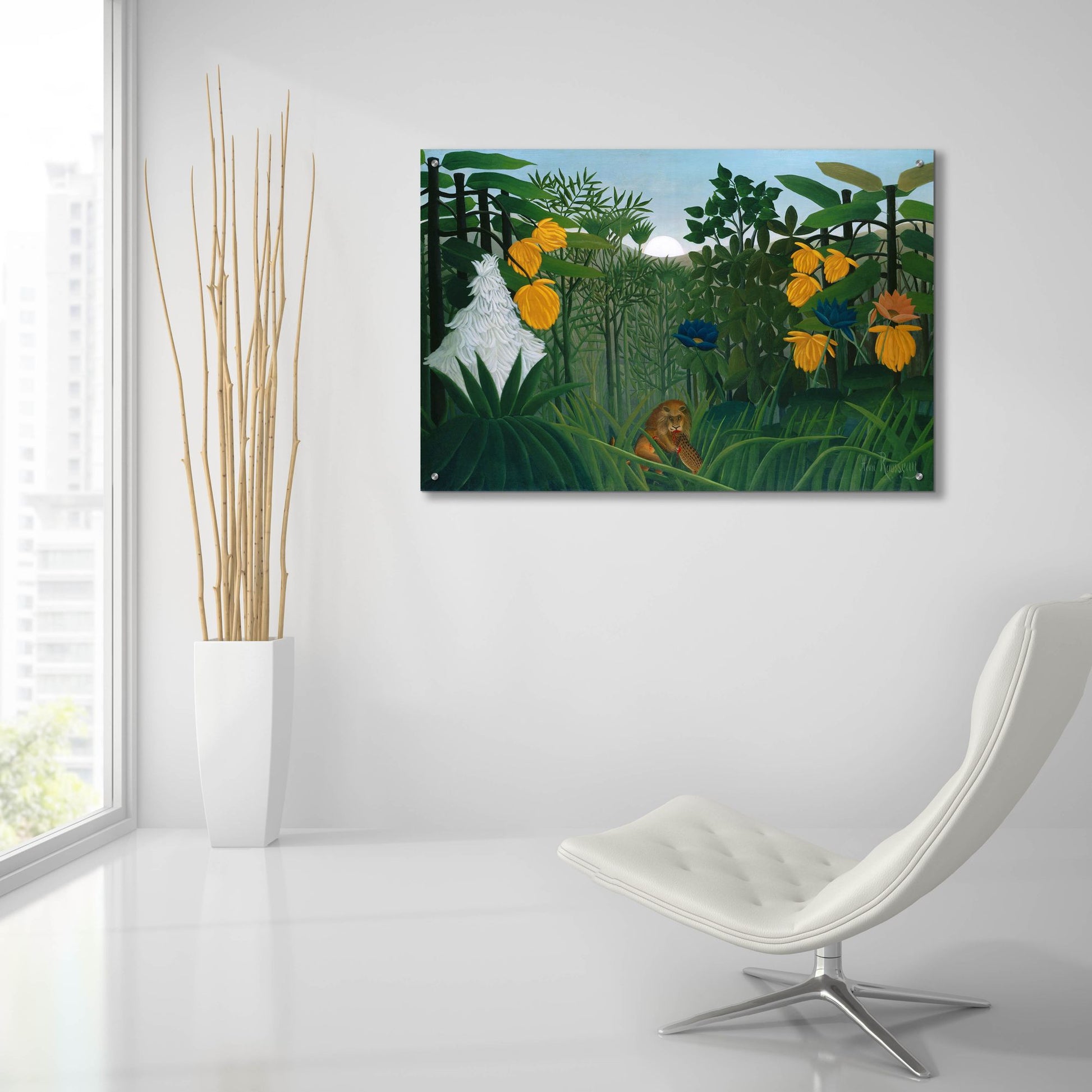 Epic Art ' The Repast of the Lion, 1907' by Henri Rousseau, Acrylic Glass Wall Art,36x24
