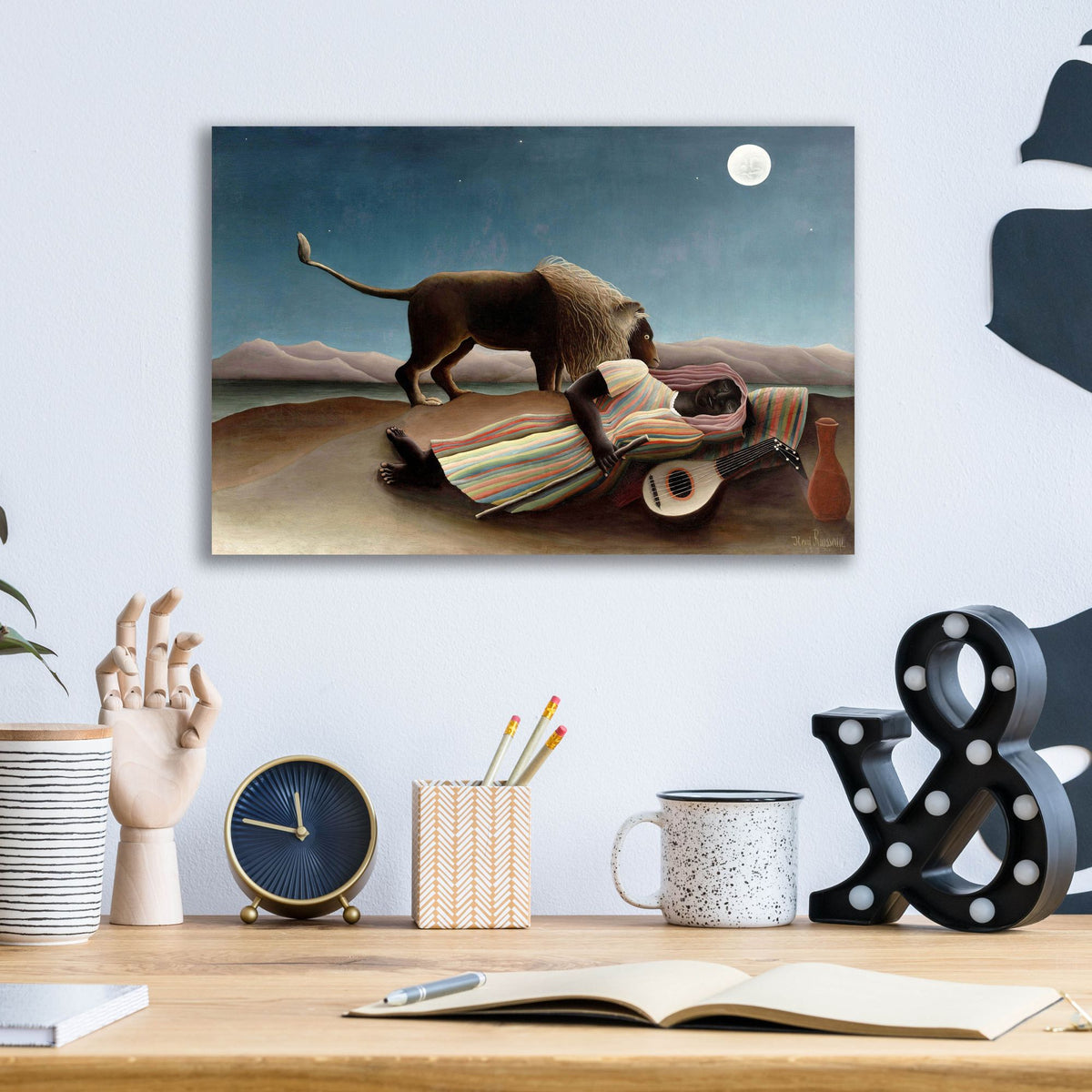 Epic Art ' The Sleeping Gypsy, 1897' by Henri Rousseau, Acrylic Glass Wall Art,16x12
